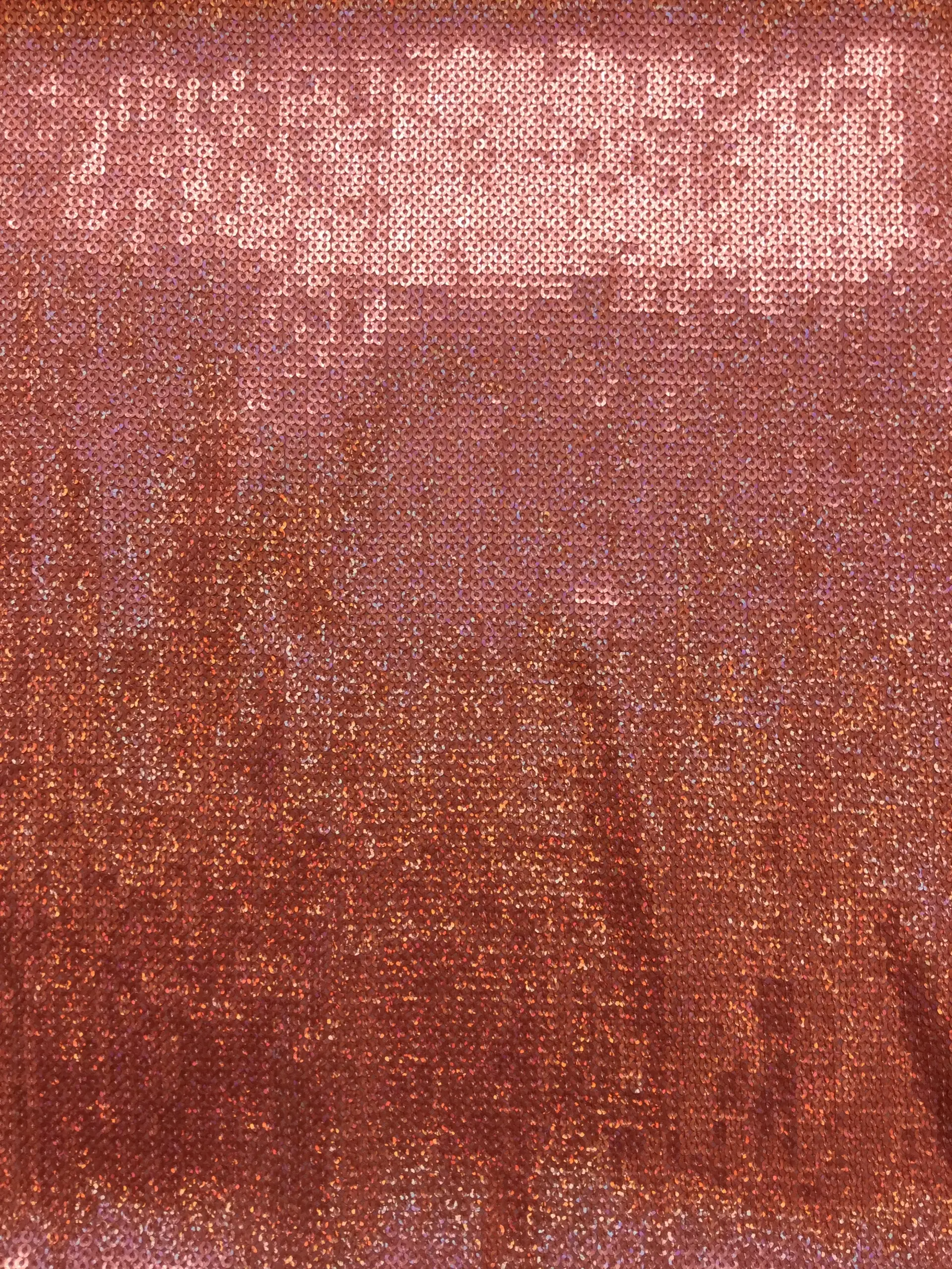Hologram Sequins on Polyester Chiffon in Coral