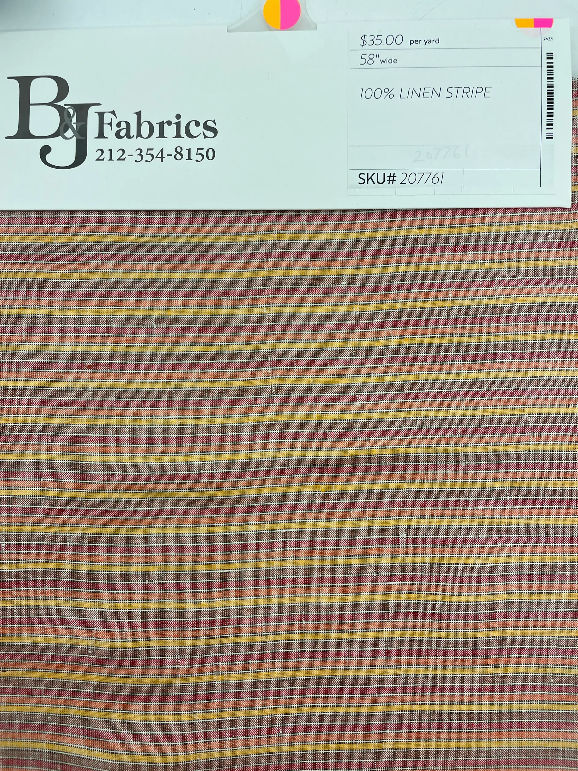 Linen Stripe in Red Orange Yellow