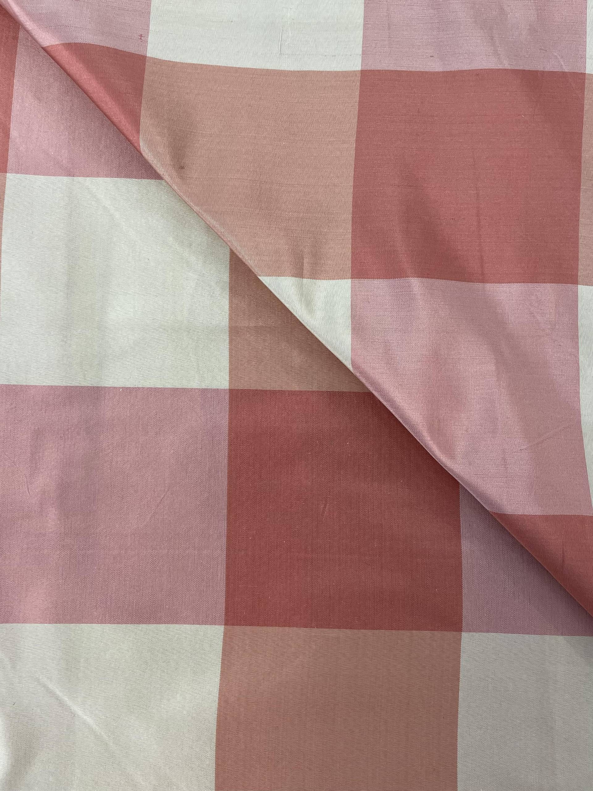 Buffalo Gingham Silk Taffeta in Pinks & Cream
