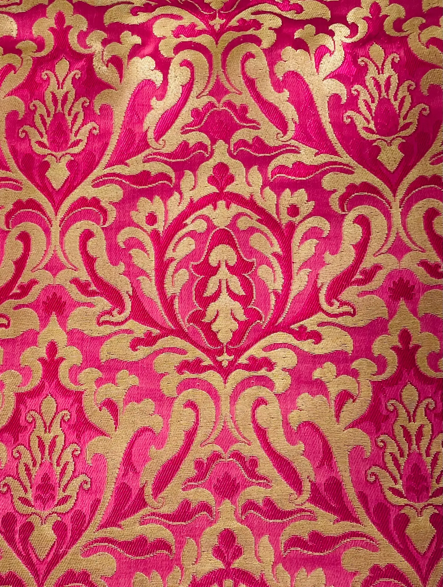 Metallic Brocade in Pink and Gold Baroque Design
