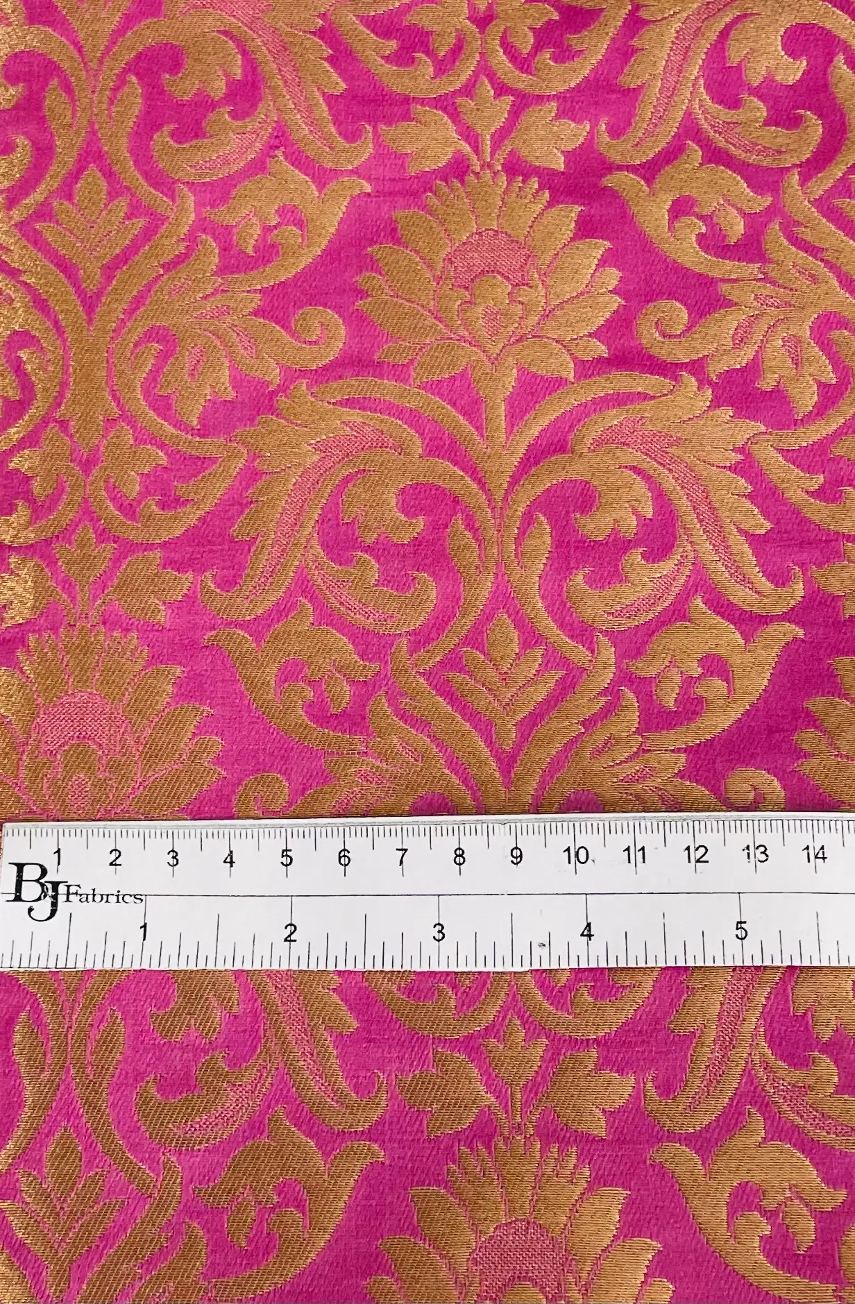 Metallic Brocade in Fuchsia Ground with Gold Metallic Floral