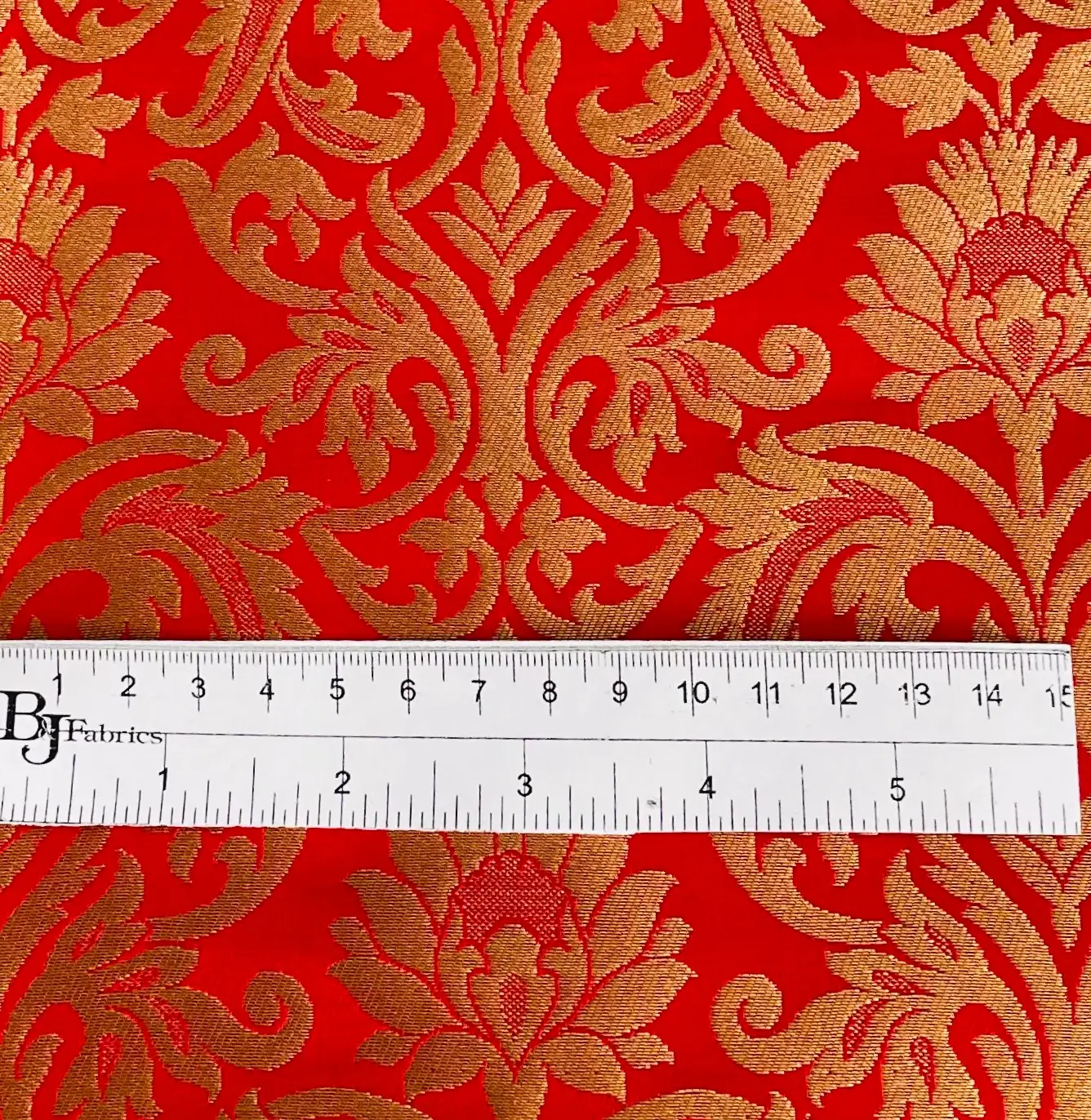 Metallic Brocade in Red and Gold Floral