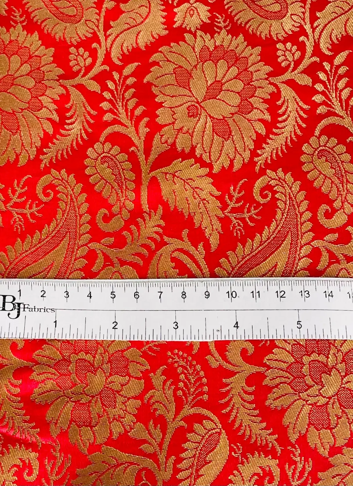 Metallic Brocade in Red and Gold Floral/Paisley