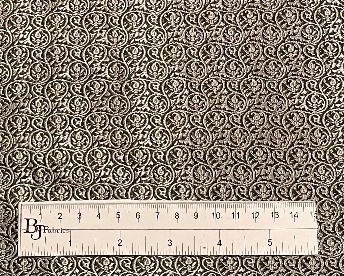 Silk Metallic Brocade in Black/Silver