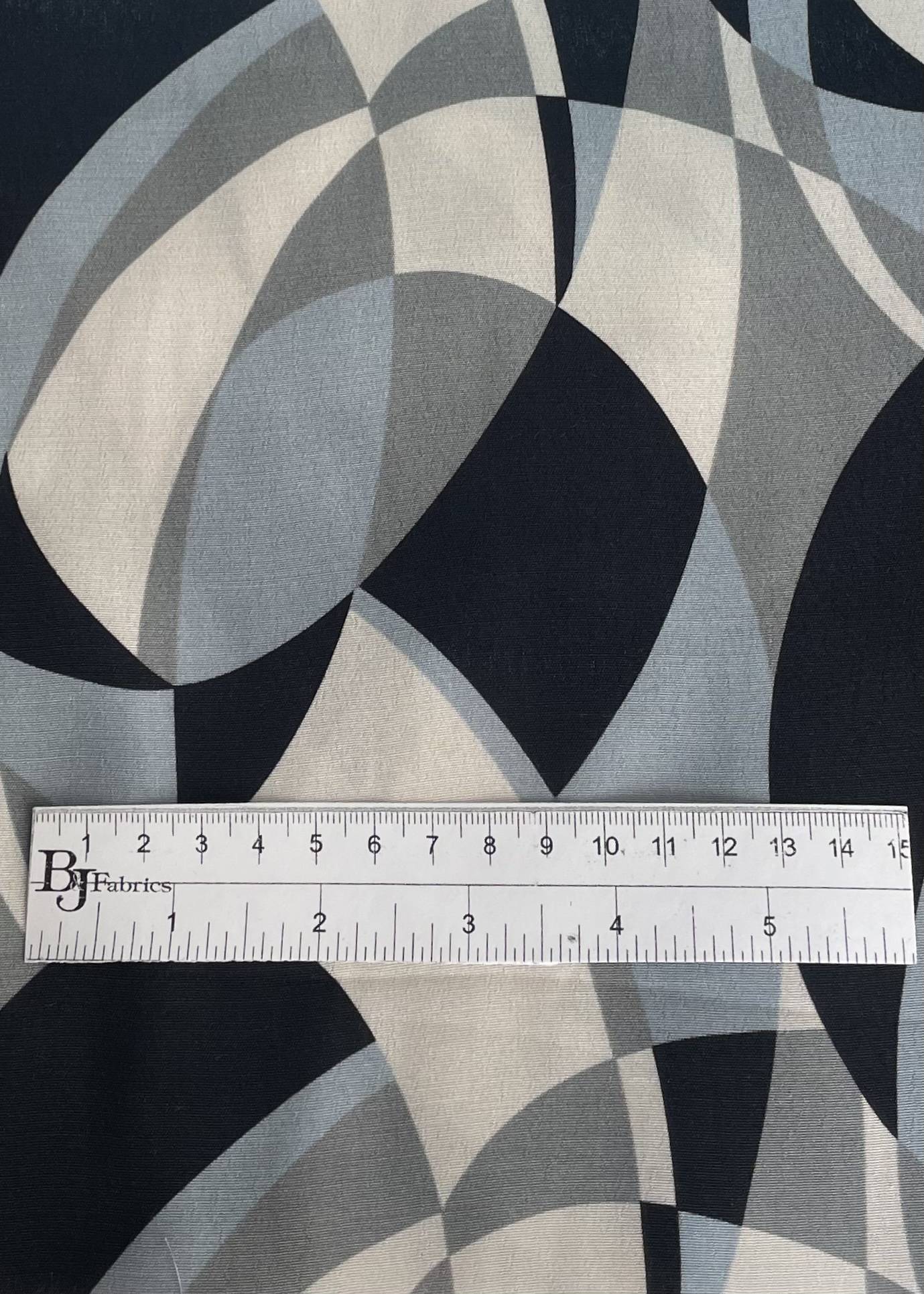 Made in Italy 100% Viscose Challis Deco Print in Gray Multi