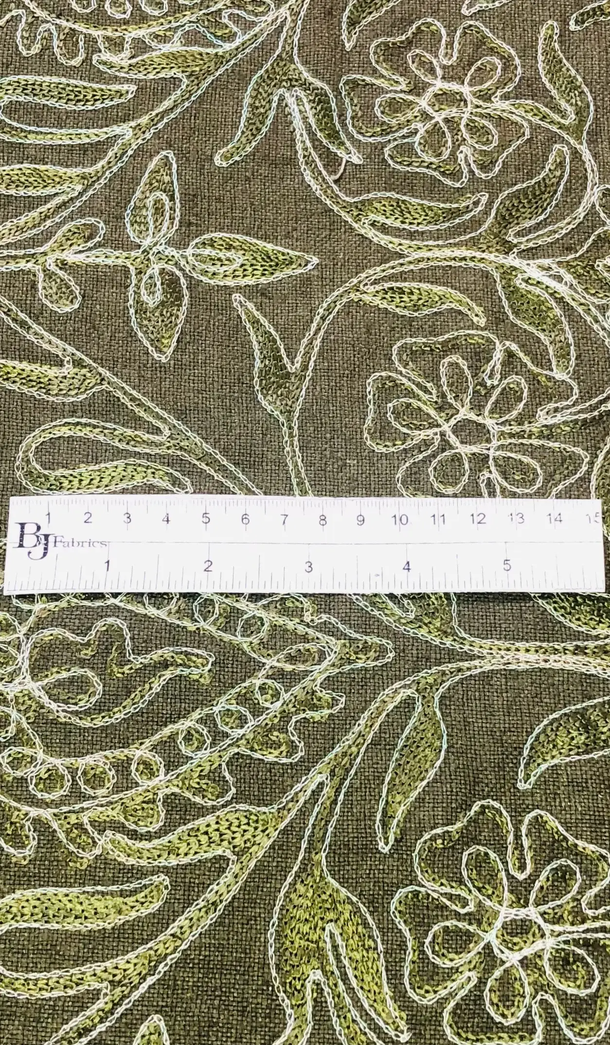 Made in India 100% Silk Matka Embroidery in Olive