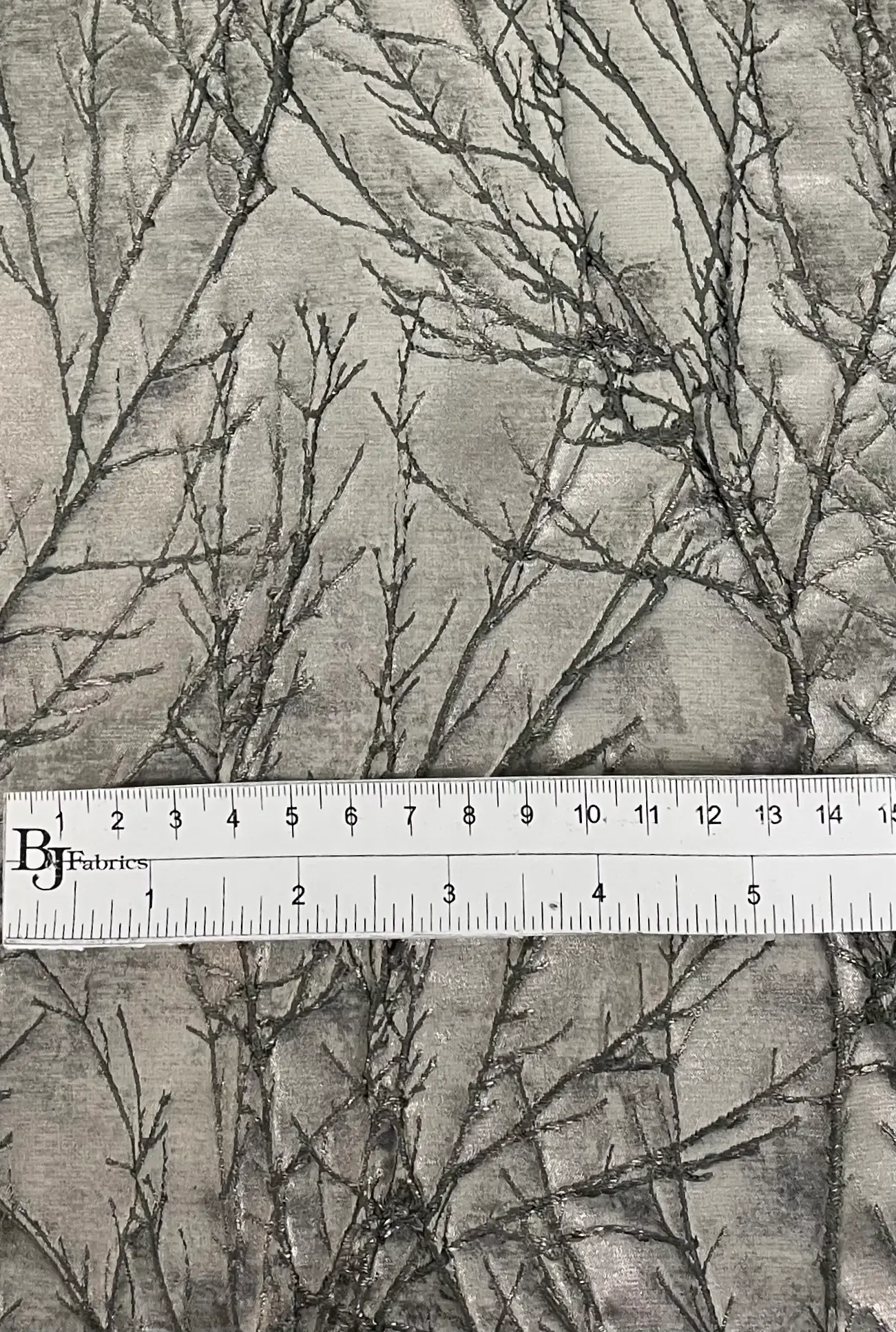 Metallic Branch Brocade in Silver
