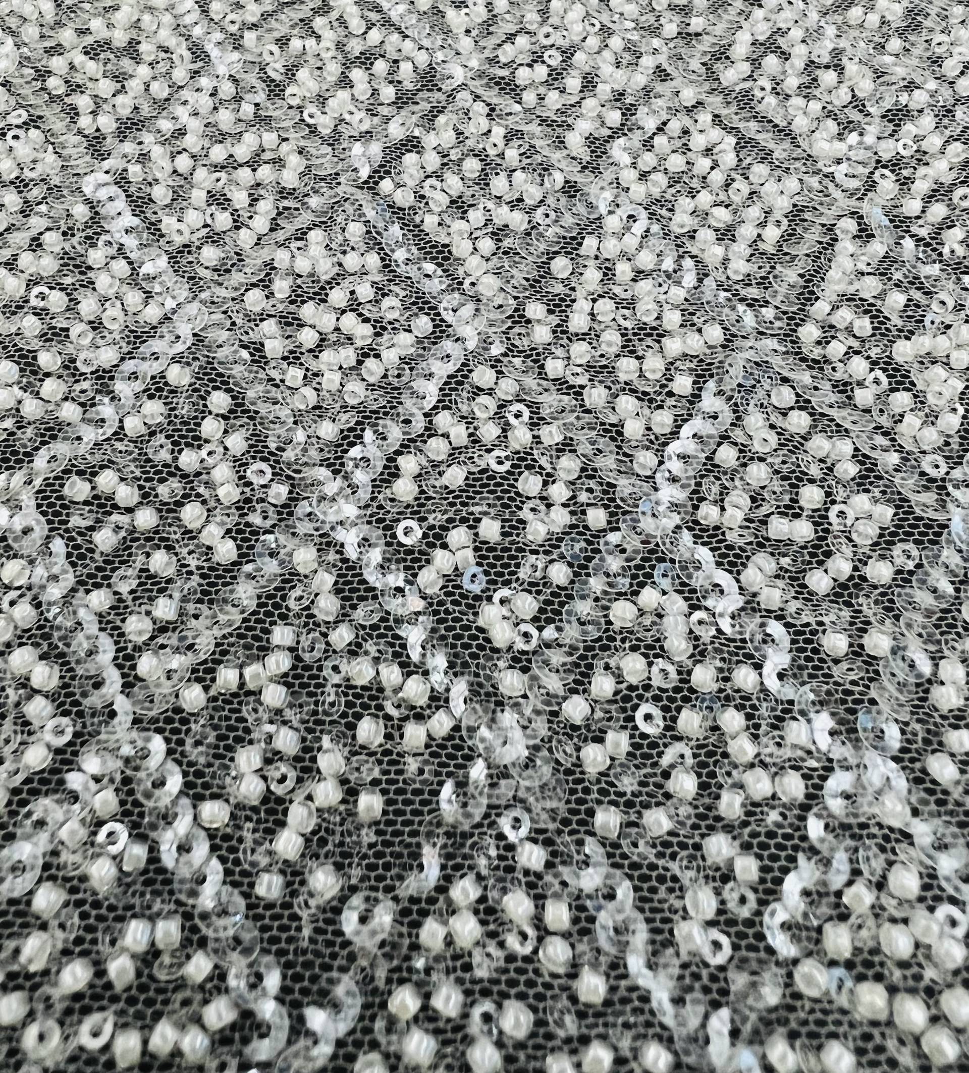 Novelty Beaded Tulle with Sequins in Diamond Motif