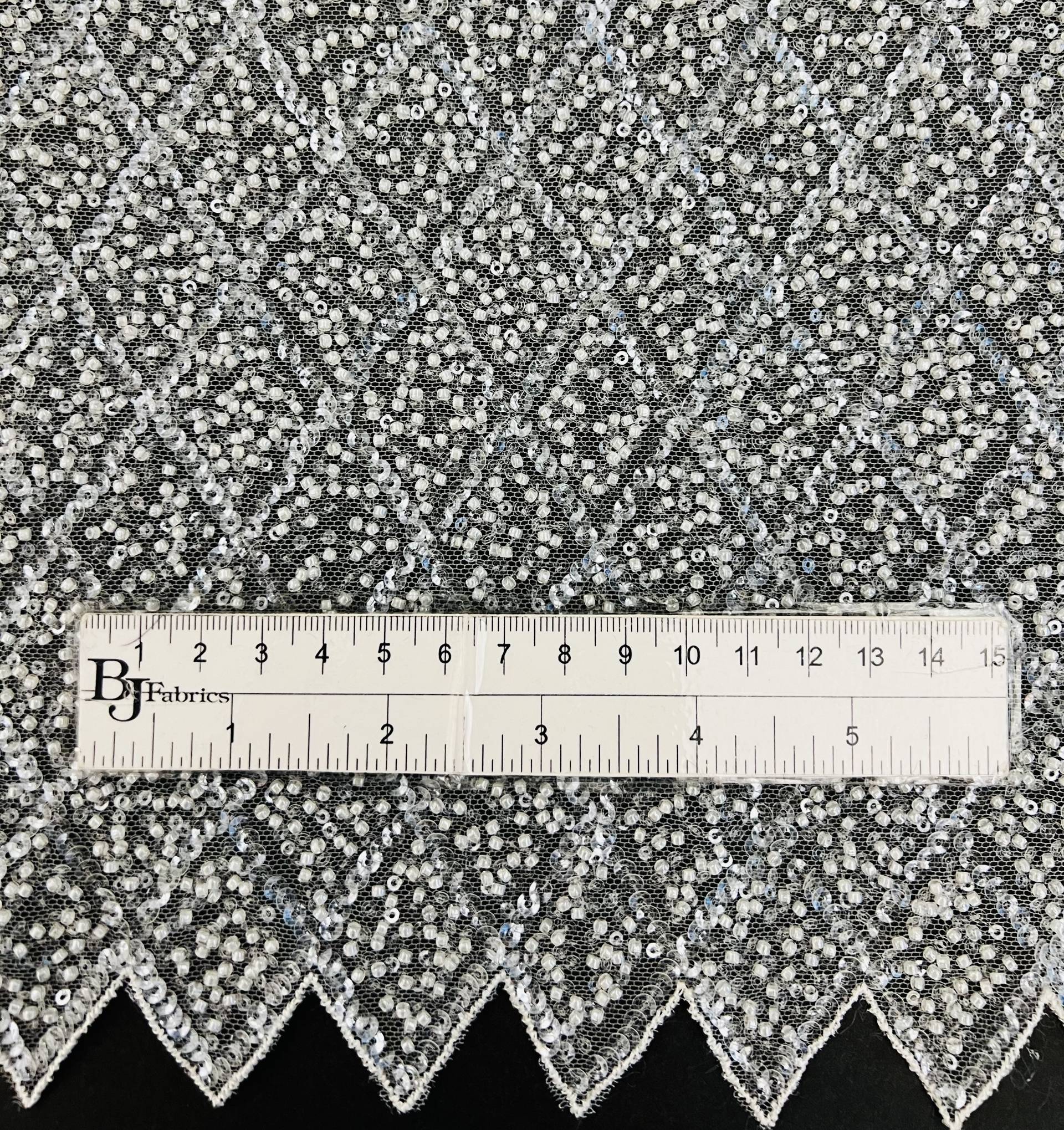Novelty Beaded Tulle with Sequins in Diamond Motif