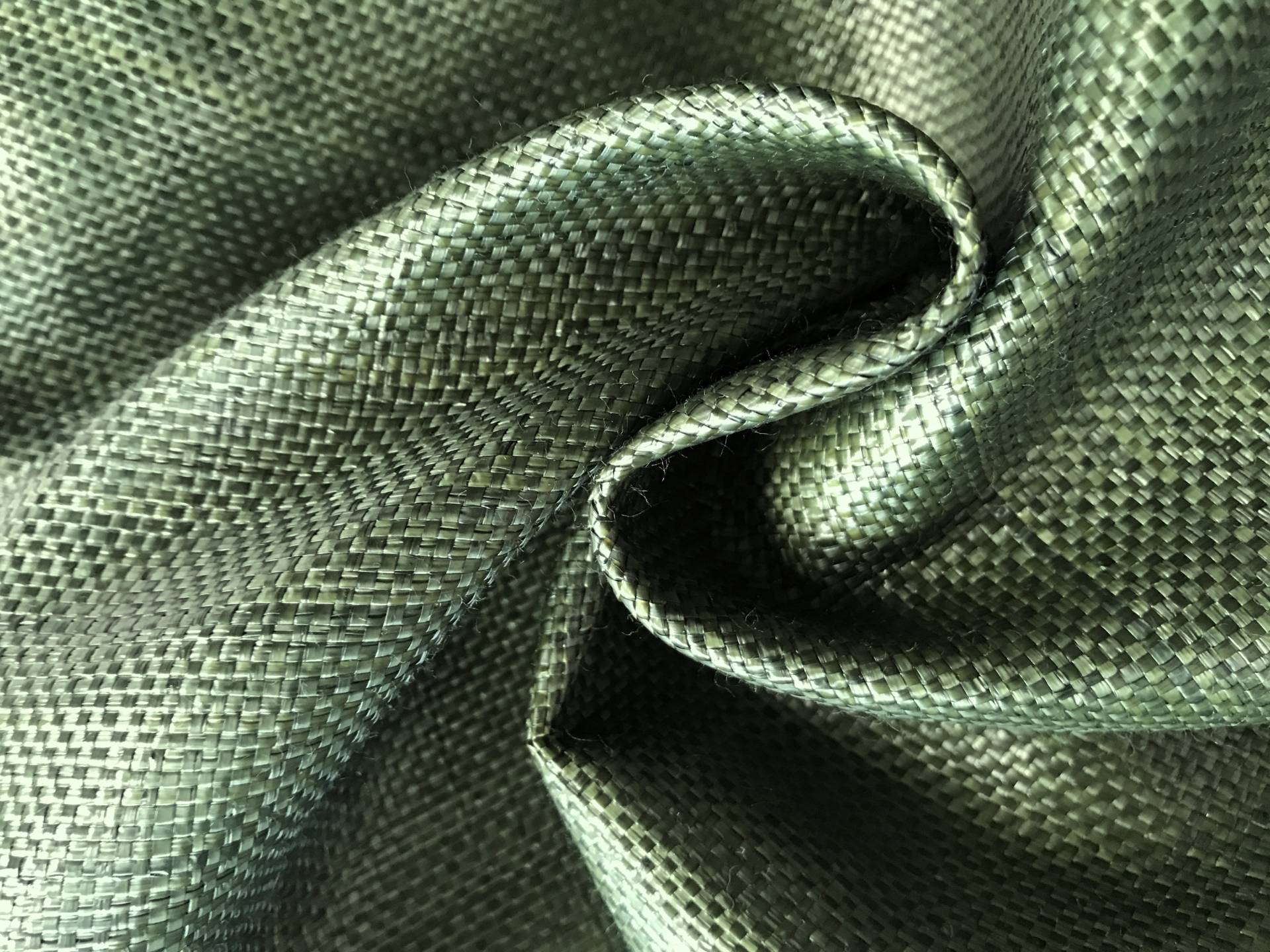 green raffia is scrunched up to show weight and texture