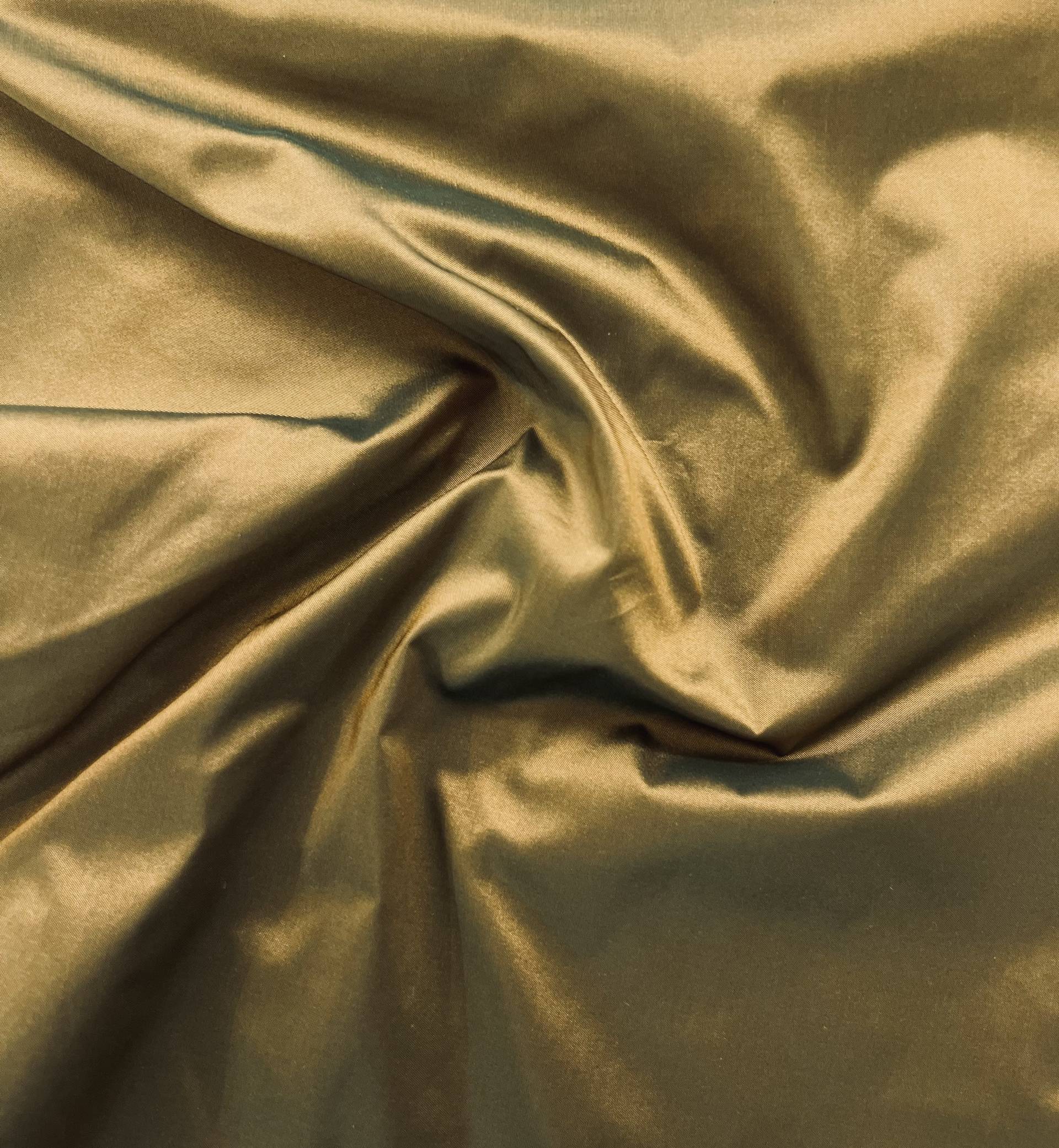 Iridescent Silk Taffeta in Forest Green/ Apricot