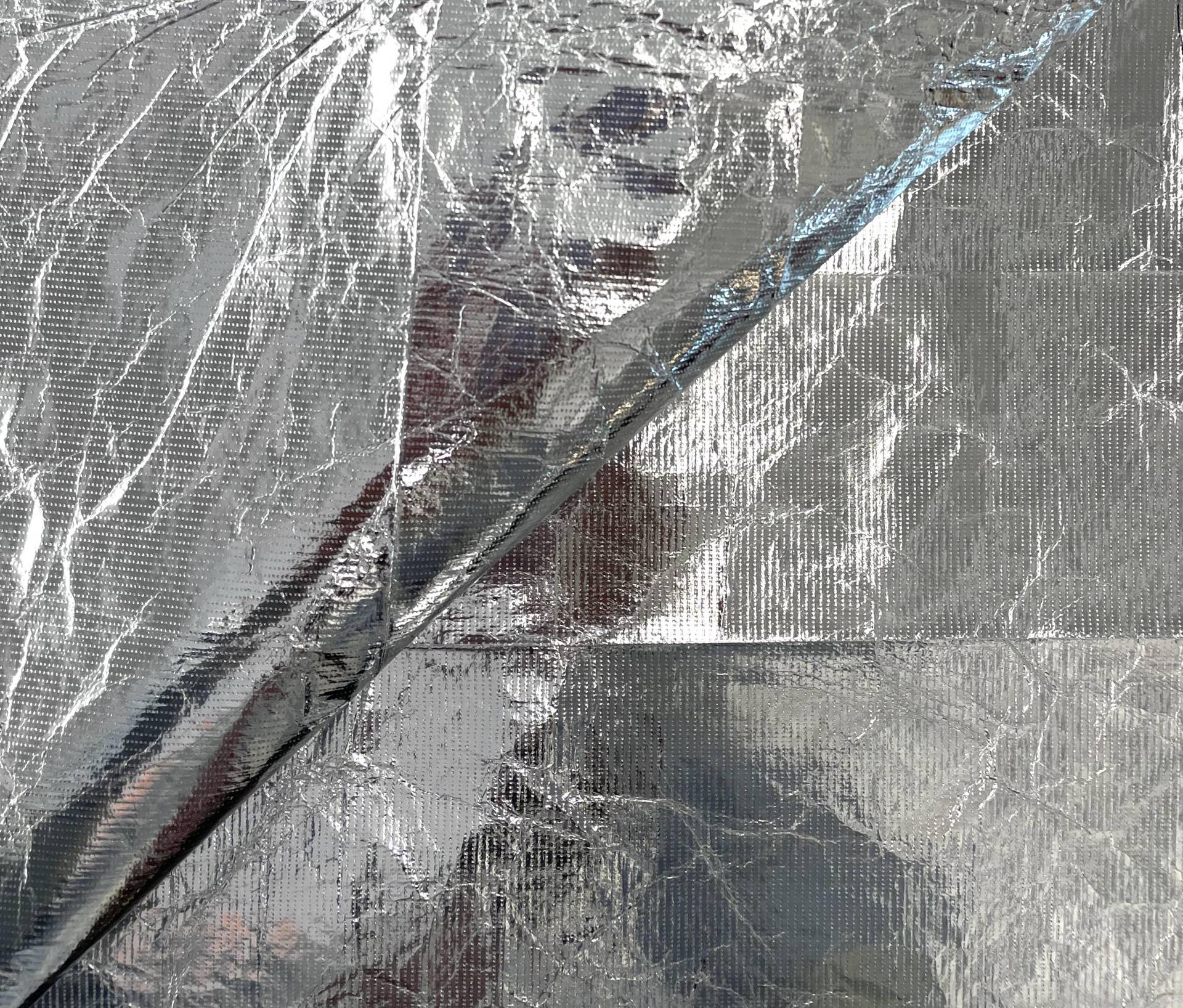 Crinkled Tyvek in Silver Mirror 