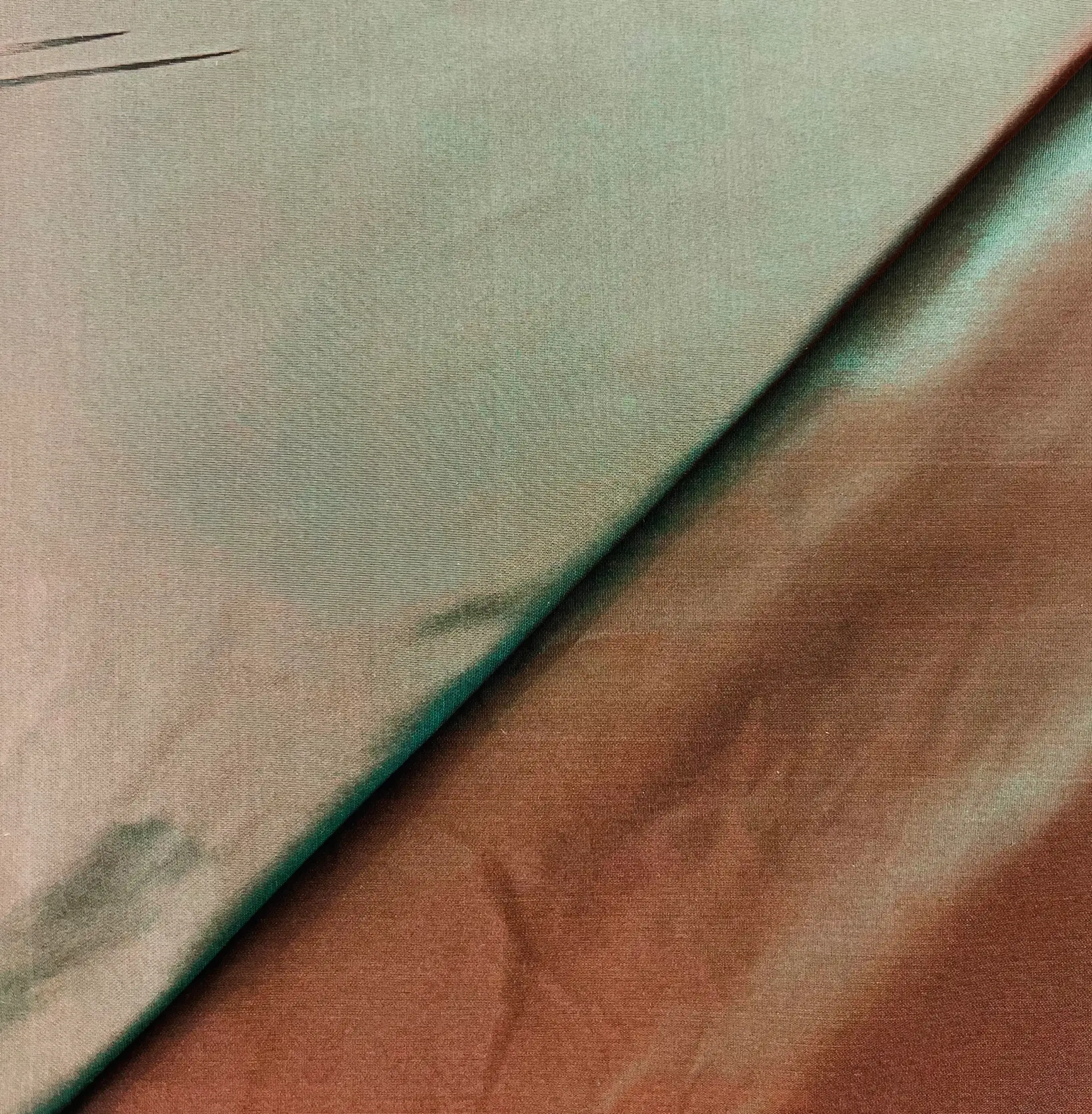 Iridescent Silk Taffeta in Green/Bronze