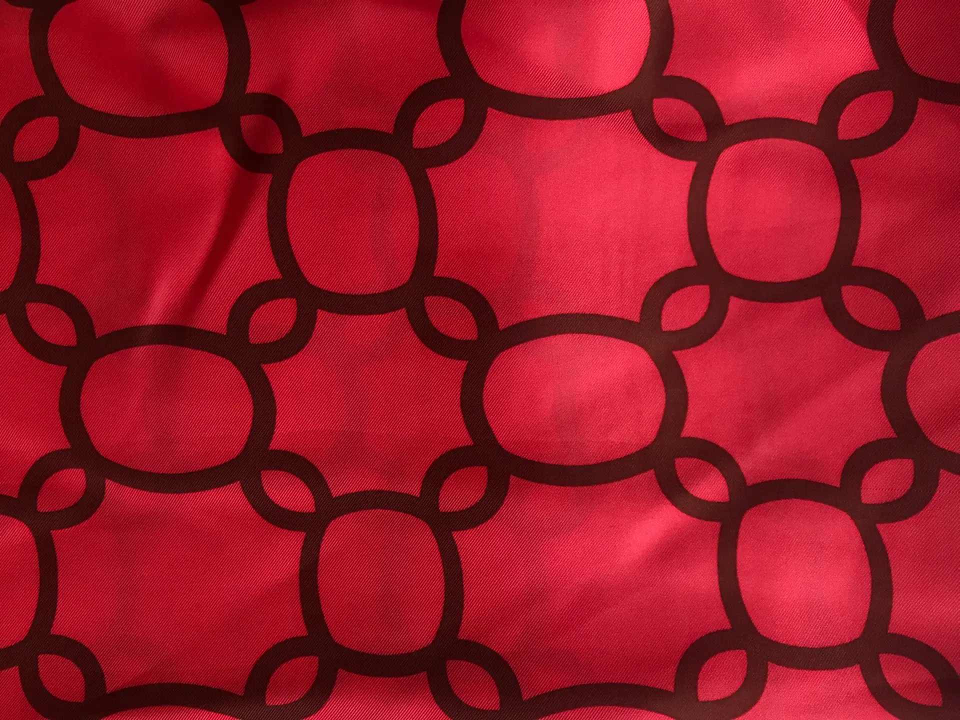 red silk twill with brown chain pattern