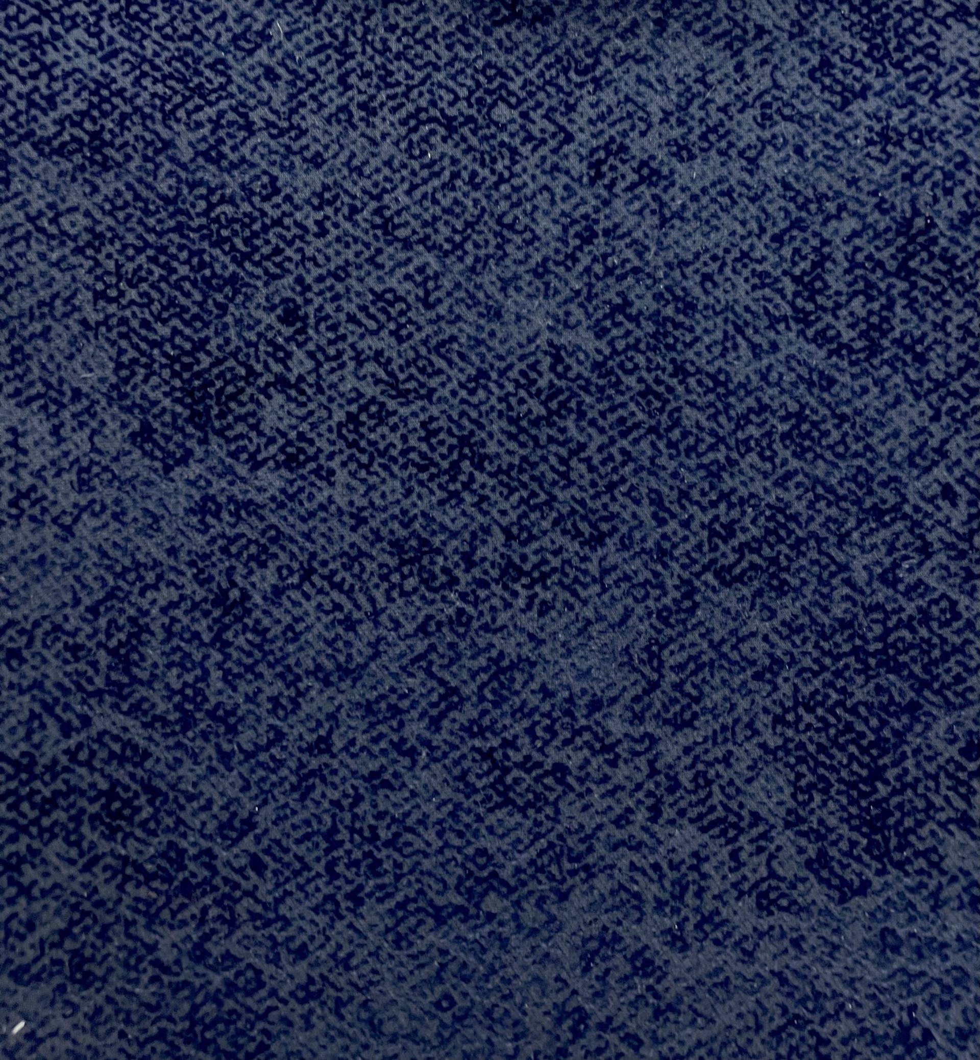 Italian Couture Flocked Silk and Wool In Navy