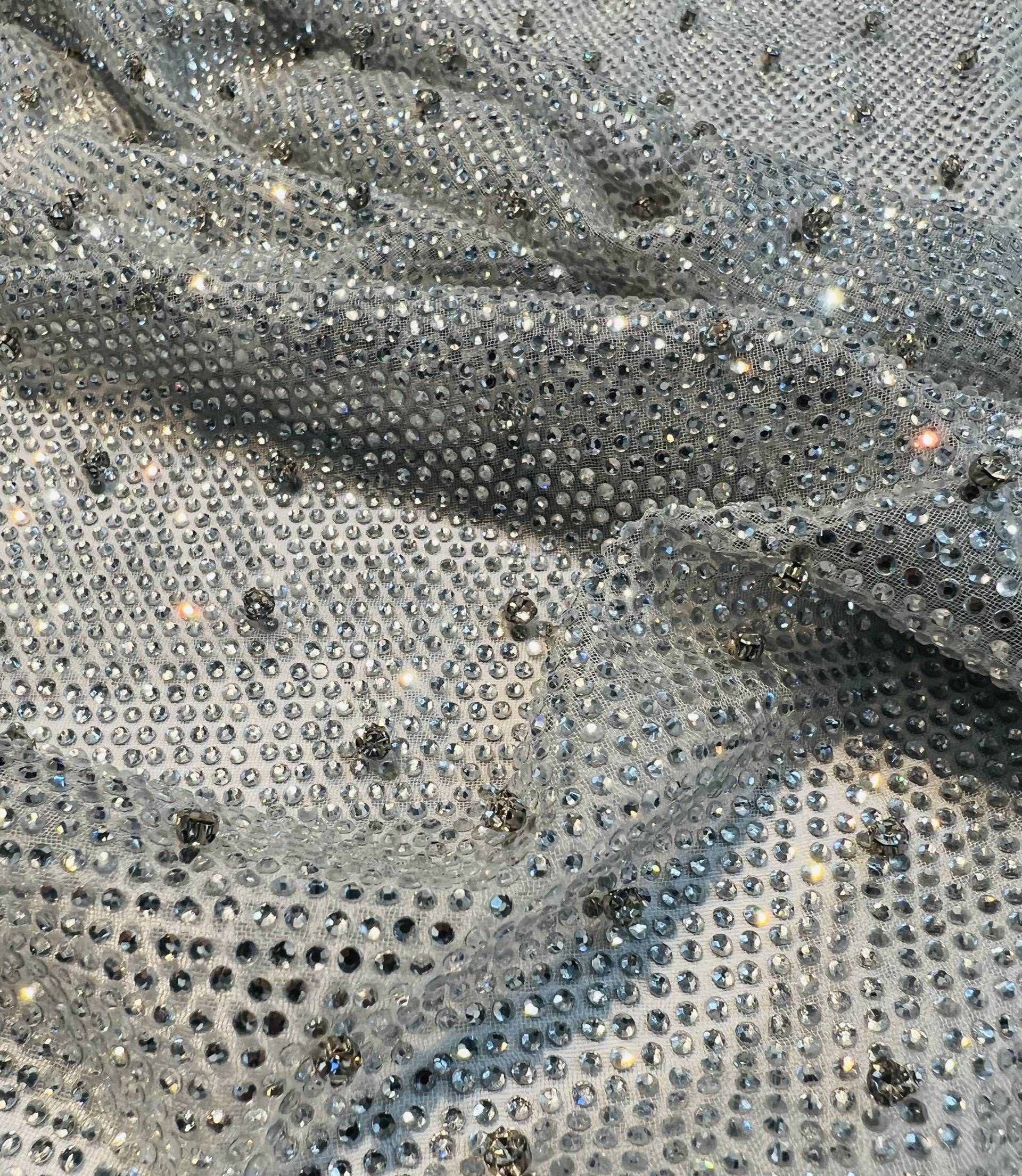 Couture Crystal on Chiffon in Silver