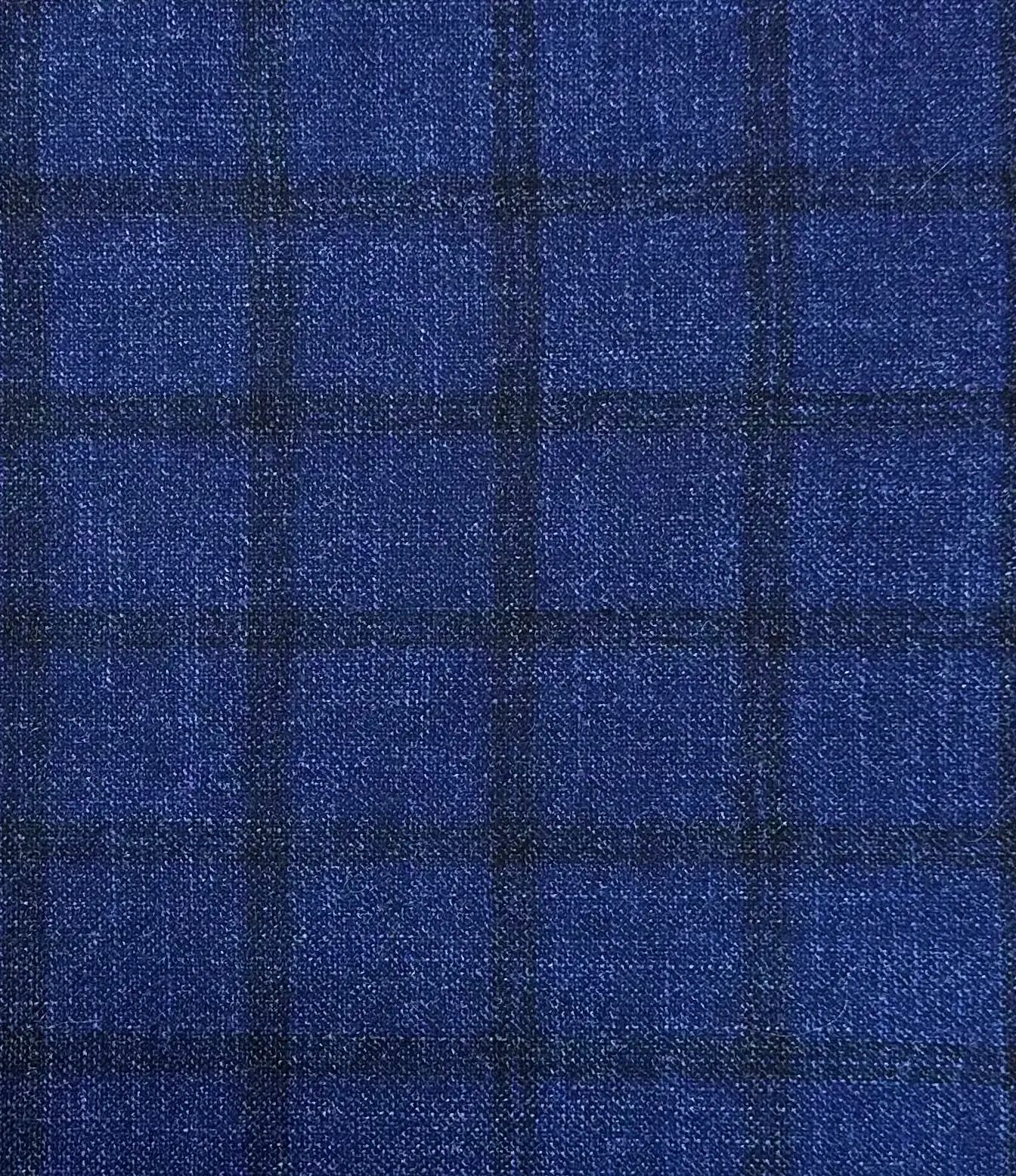 Italian Loro Piana Wool Silk Cashmere Window Pane in Ink Blue