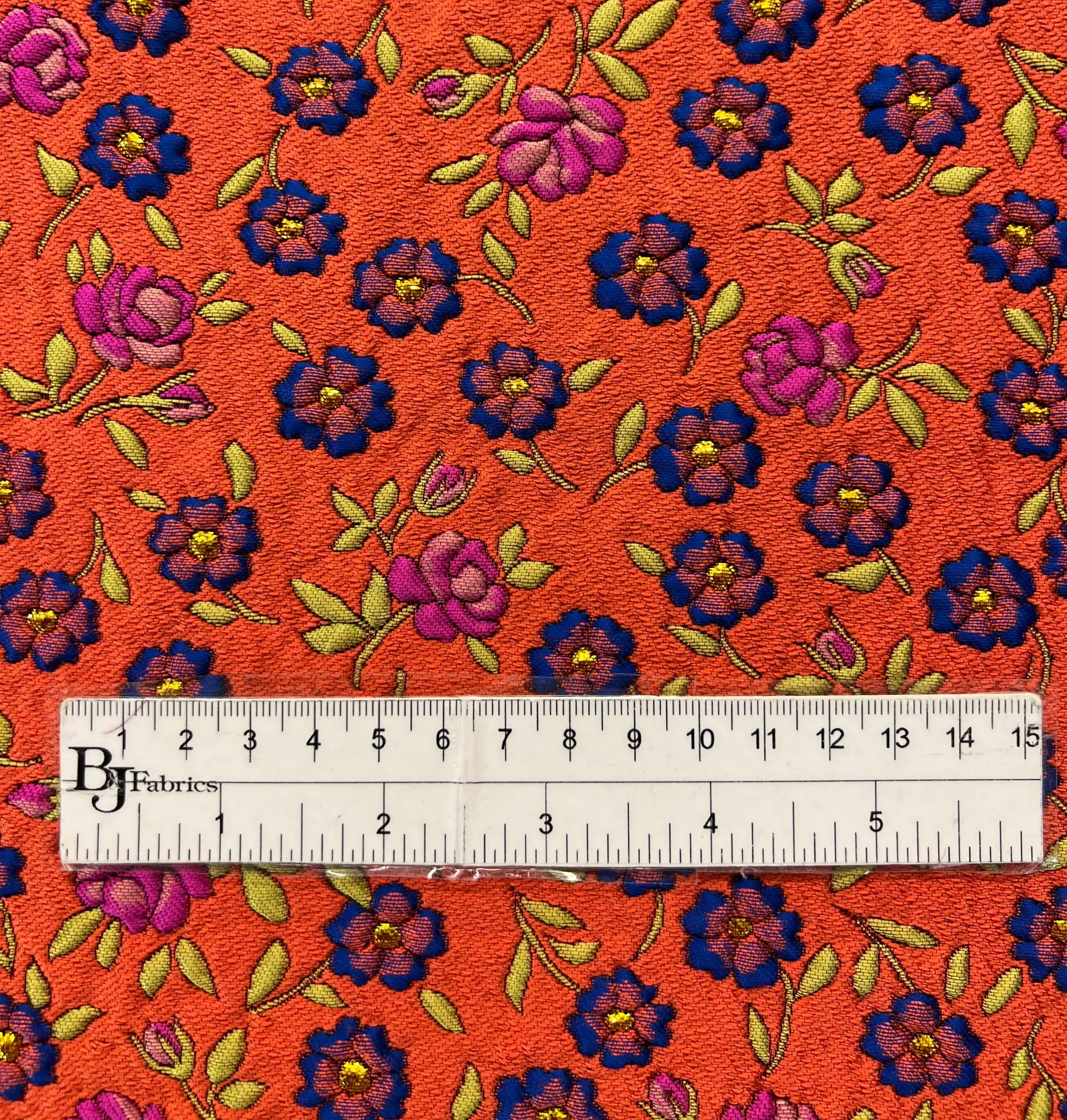 Multicolor Floral Jacquard Brocade in Terracotta