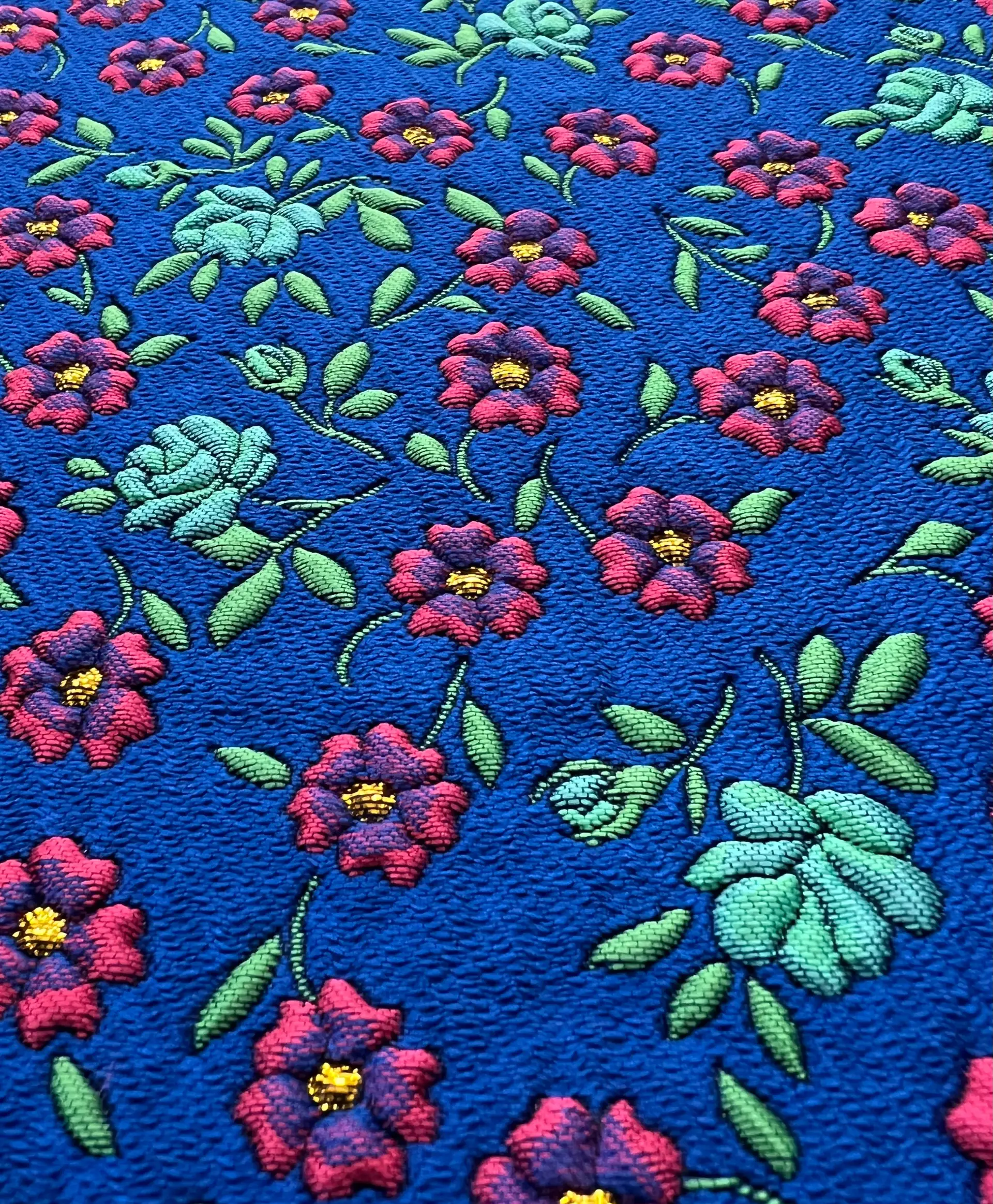 Multicolor Floral Jacquard Brocade in Royal Blue