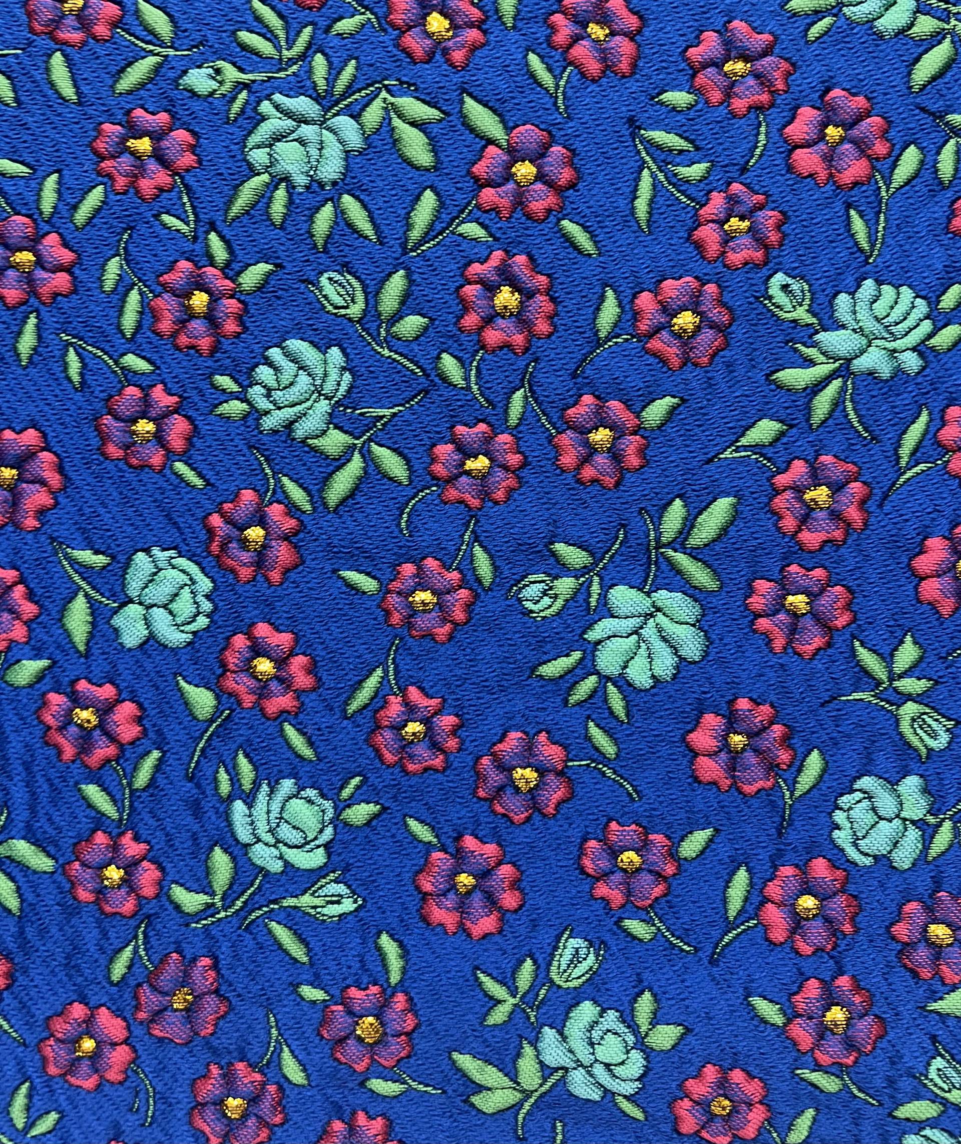 Multicolor Floral Jacquard Brocade in Royal Blue