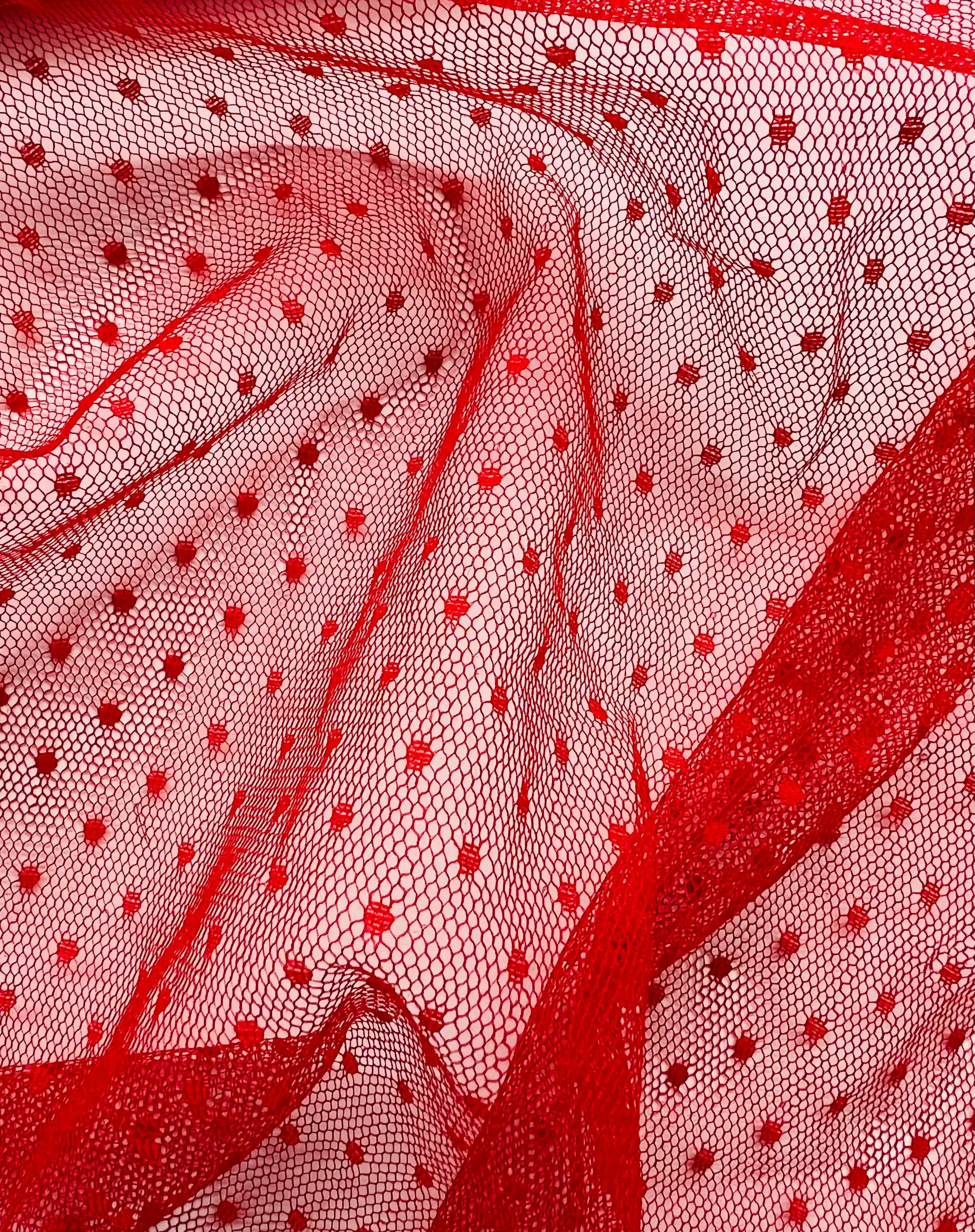 Nylon Point D'esprit Red
