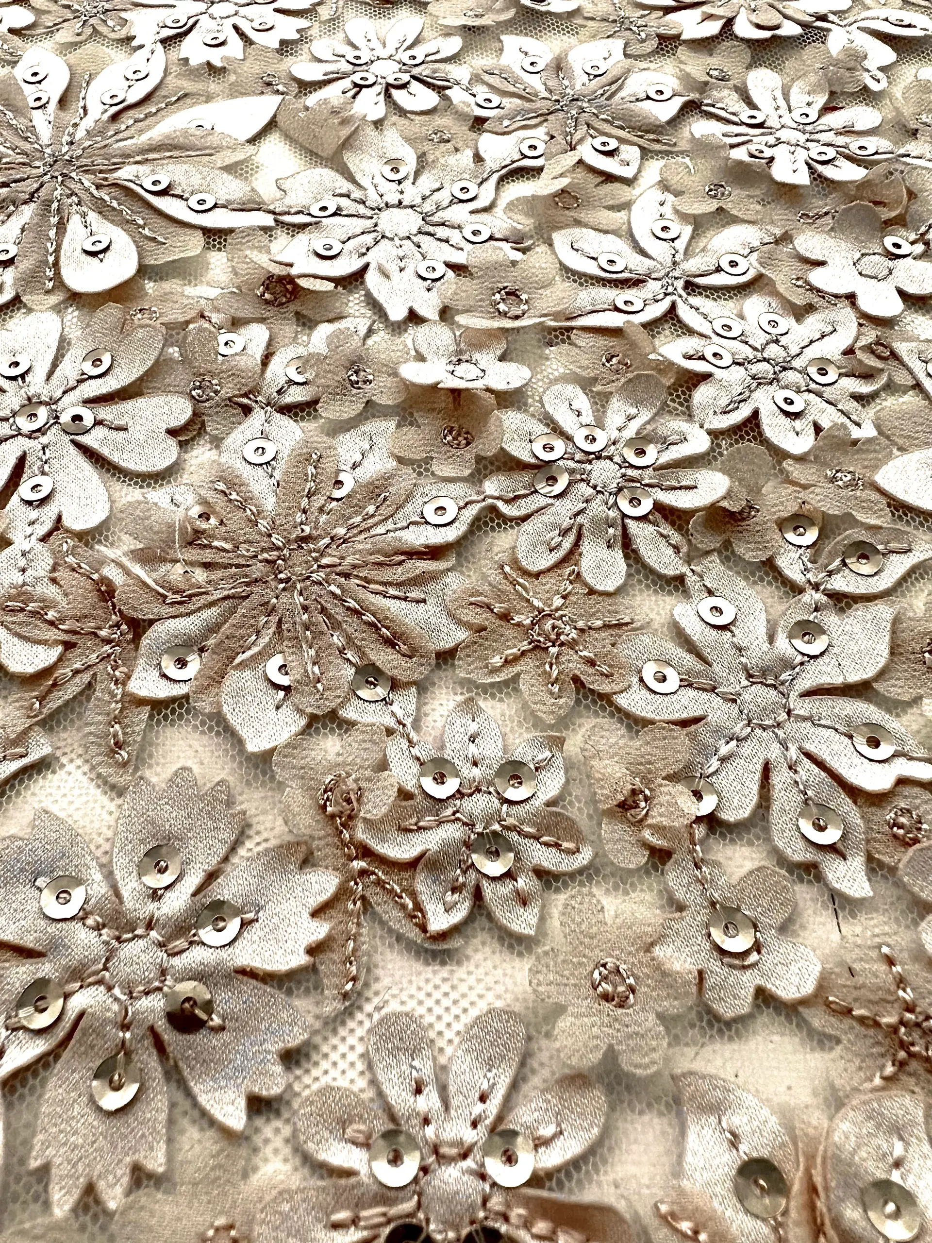 Appliquéd Tulle in Champagne