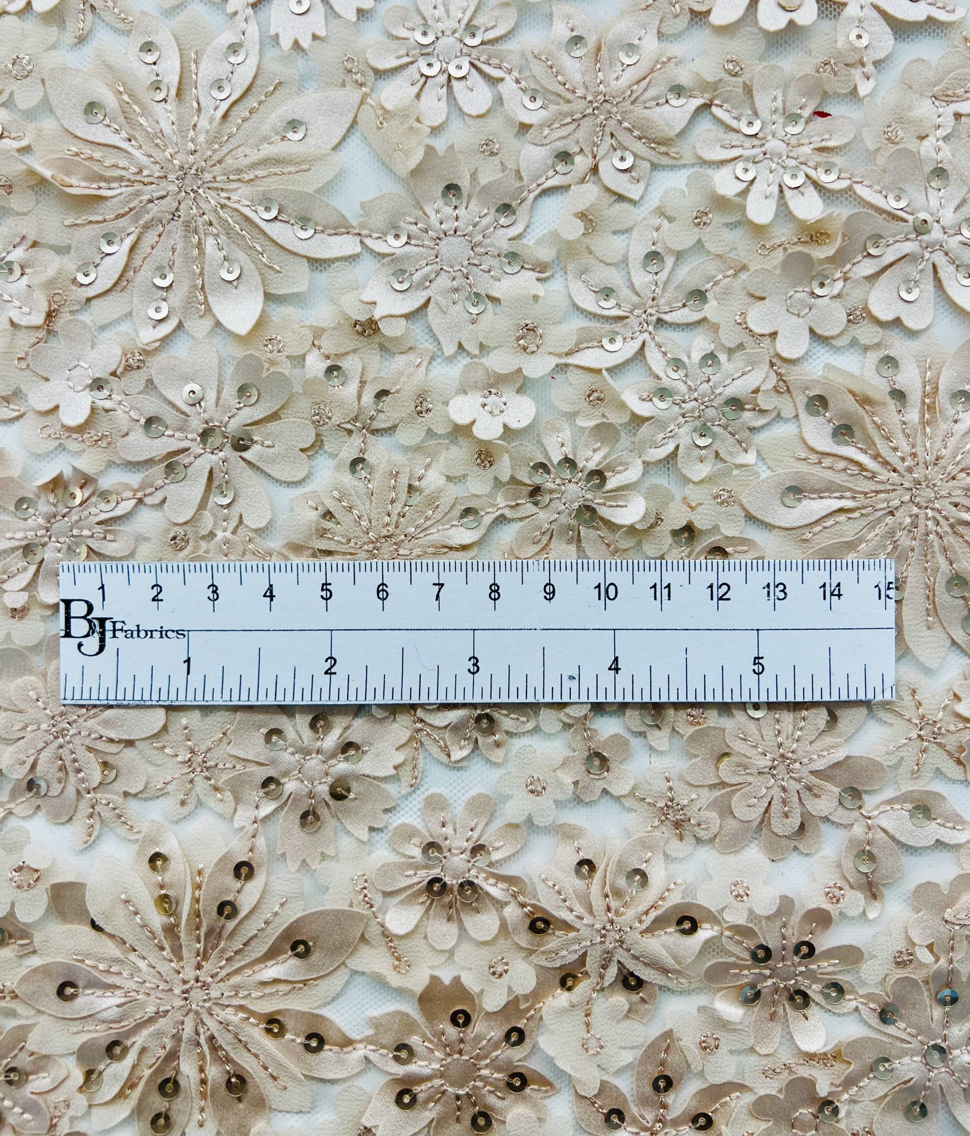 Appliquéd Tulle in Champagne