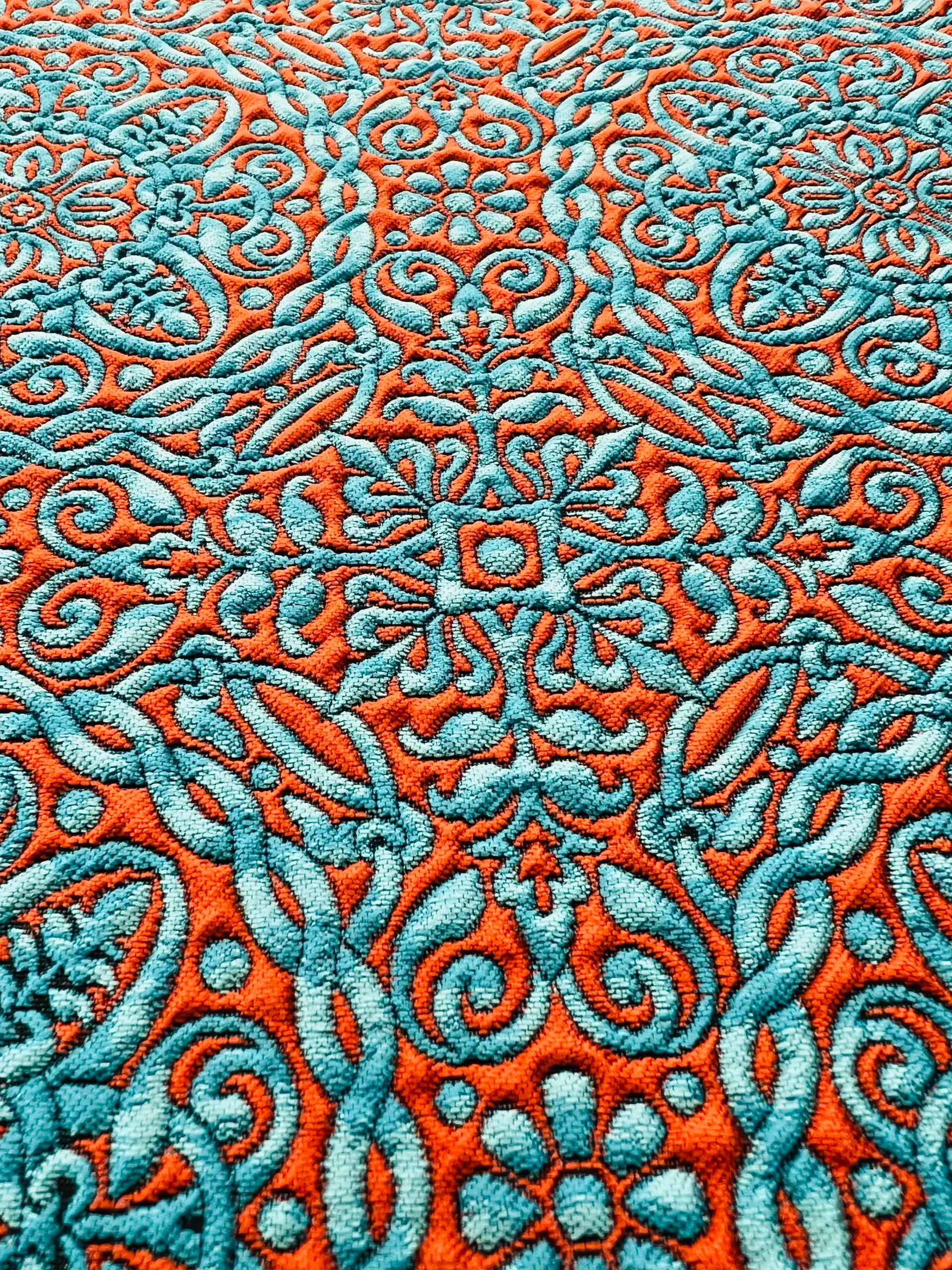 Celtic style Brocade in Orange & Turquoise