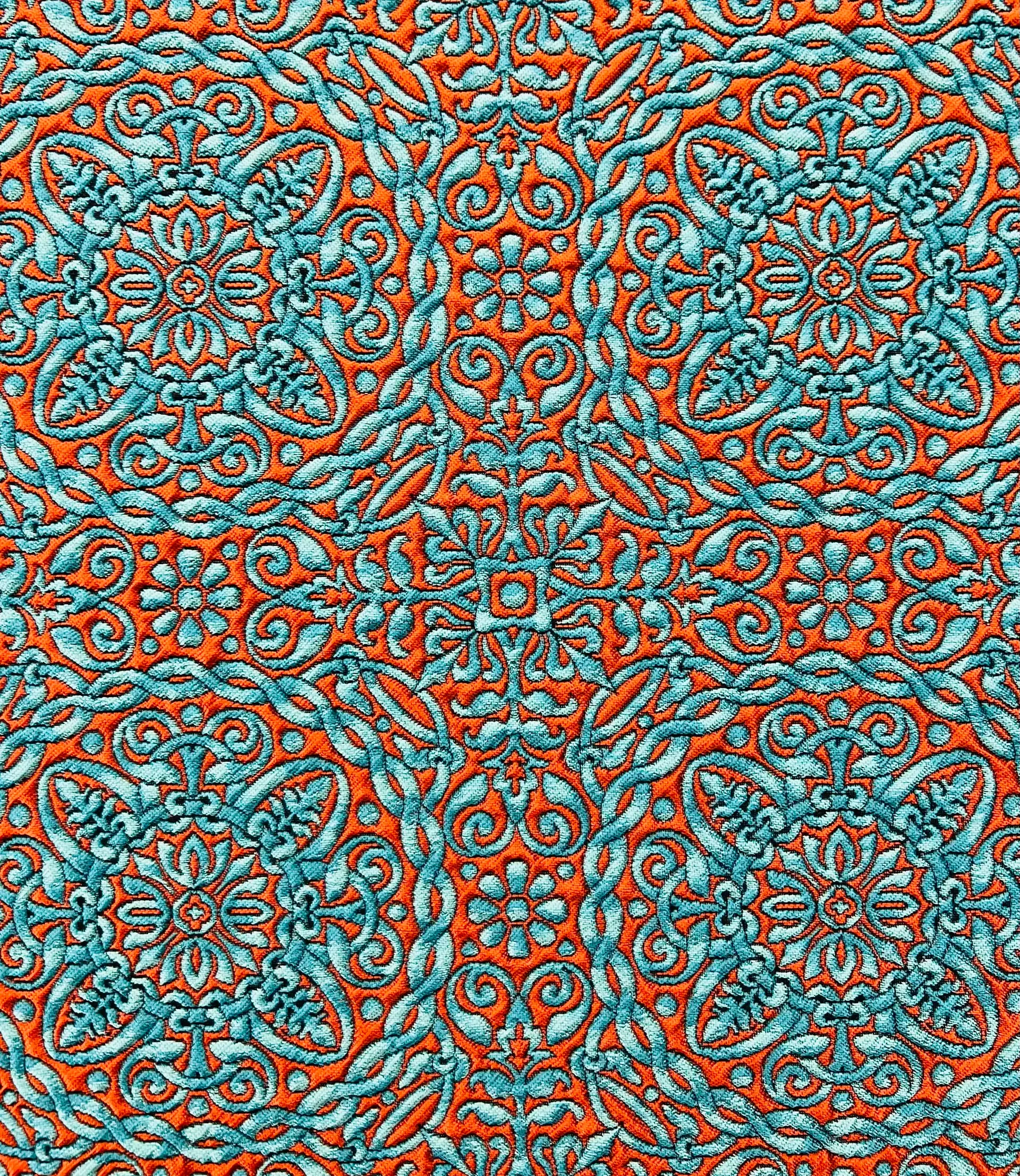 Celtic style Brocade in Orange & Turquoise