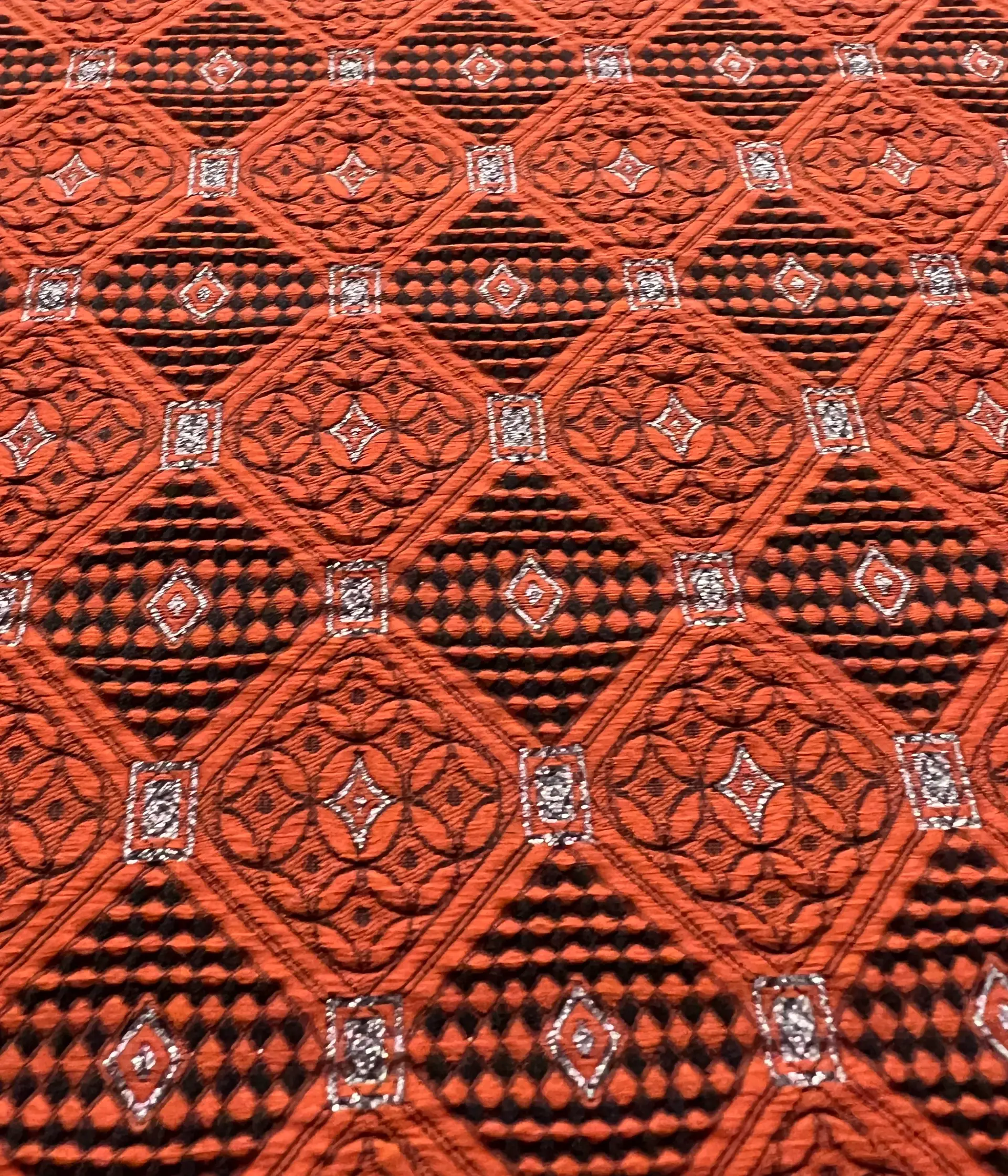 Stretch Geometric Polyester Metallic Brocade