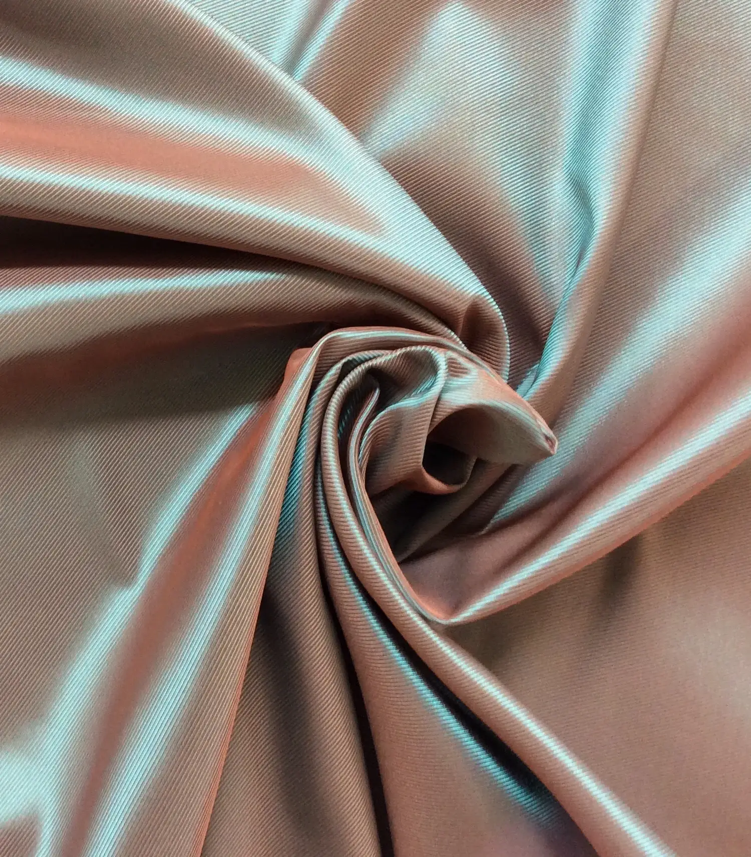 Iridescent Pure Silk Twill in Aqua and Copper