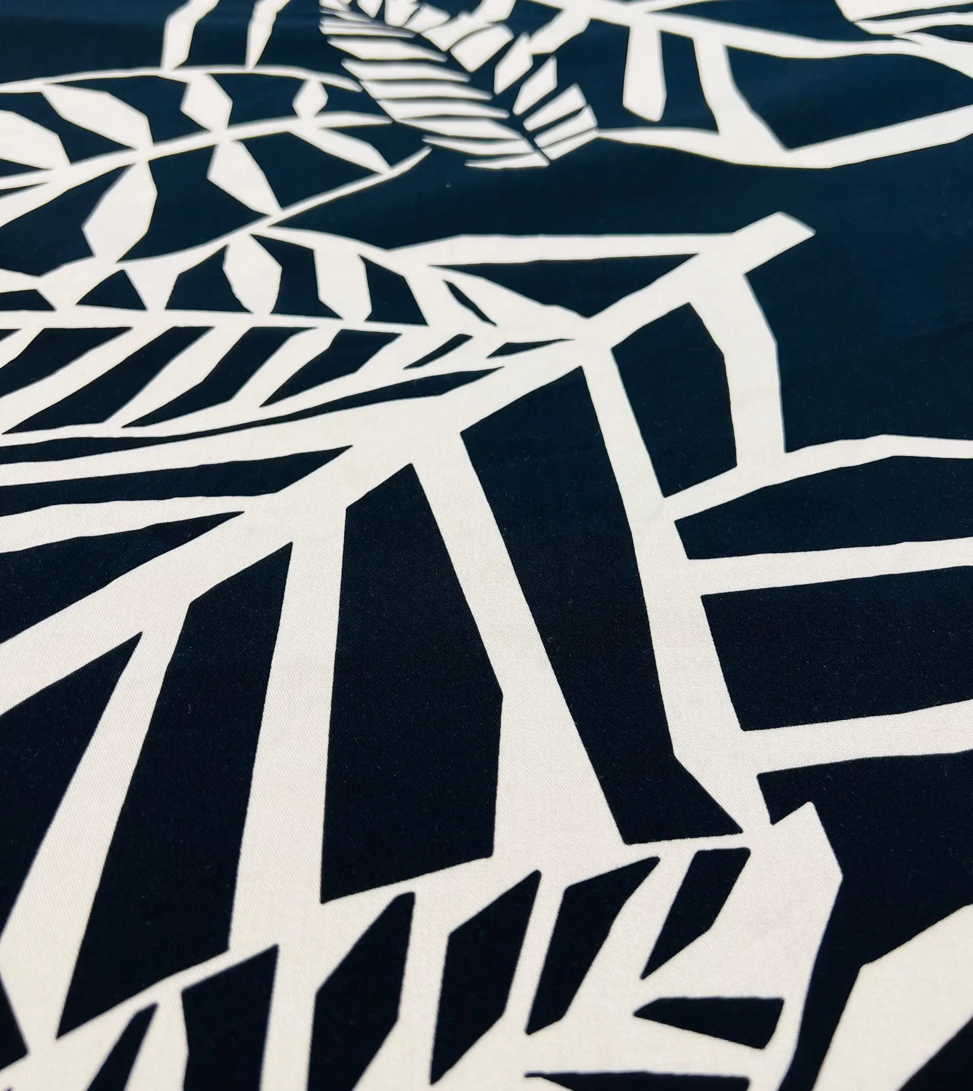 Printed Viscose Challis in Black & Ivory in Over Size Motif