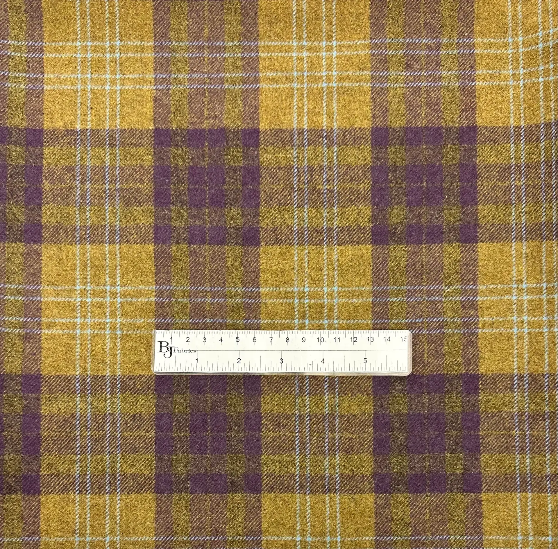 Italian Wool Plaid in Olive Purple
