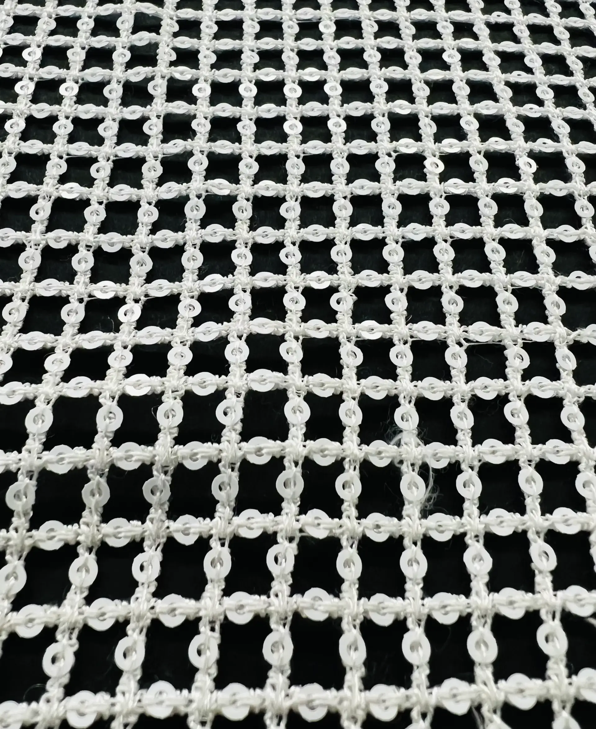 Micro Sequins Nylon Crochet Mesh in White