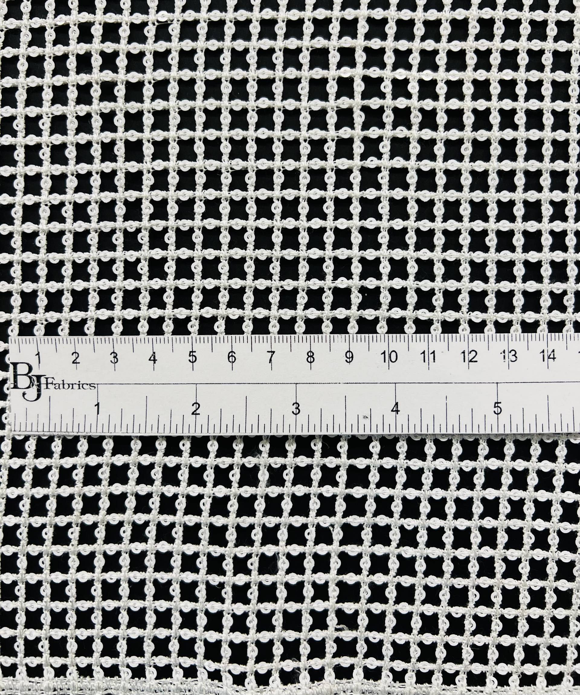 Micro Sequins Nylon Crochet Mesh in White