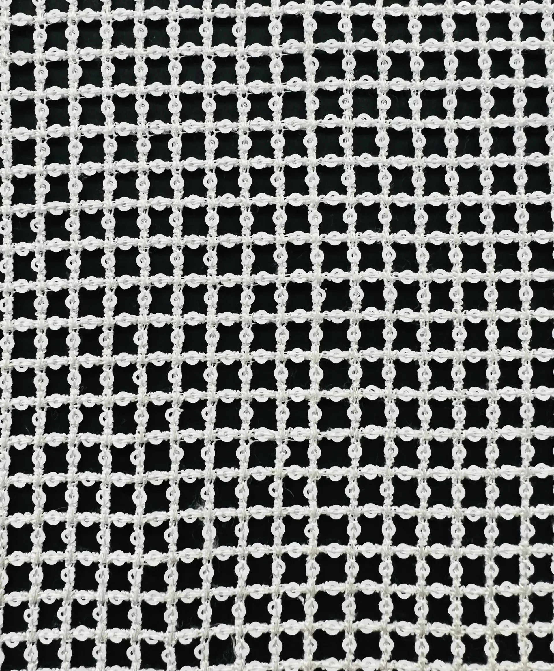 Micro Sequins Nylon Crochet Mesh in White