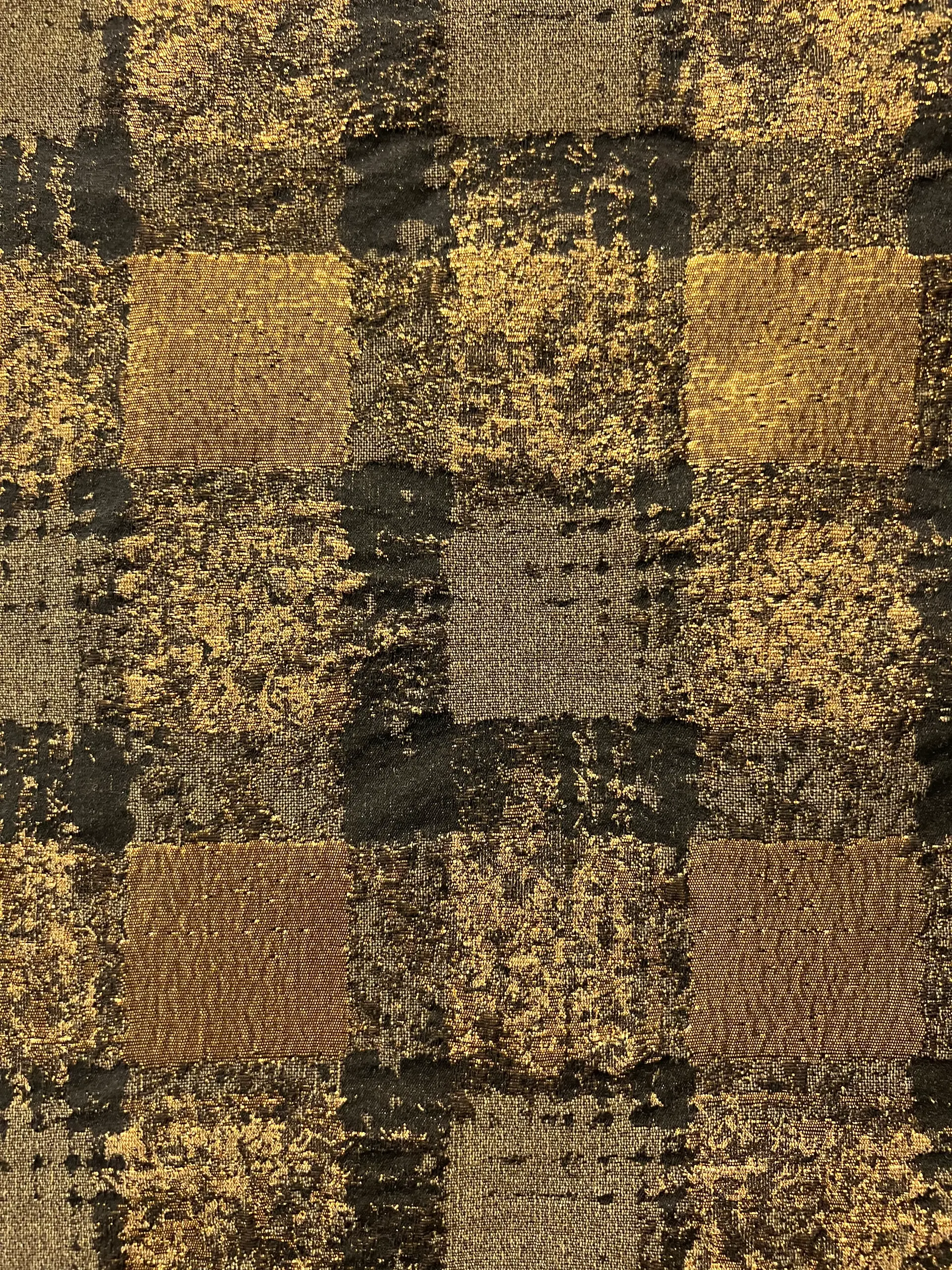 Abstract Check Brocade in Metallic Gold/Black