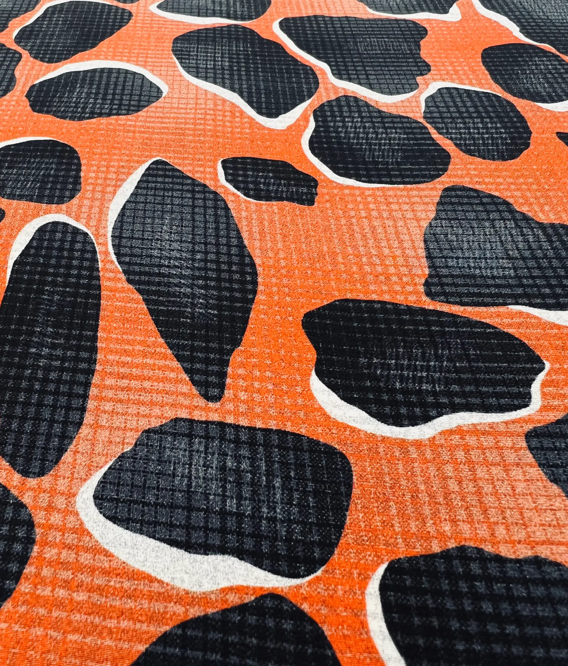 Printed Stretch Silk Charmeuse on Rust Ground