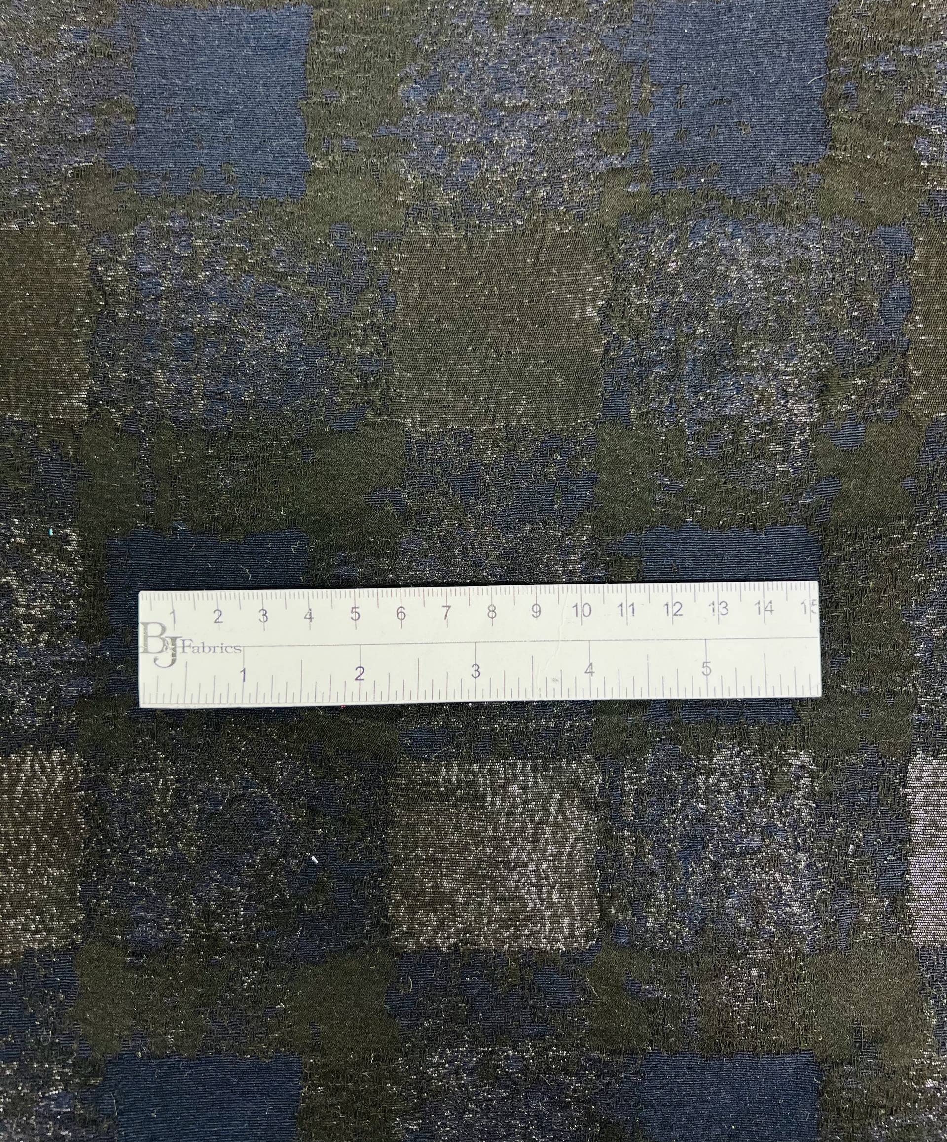 Abstract Check Brocade in Metallic Navy/Black