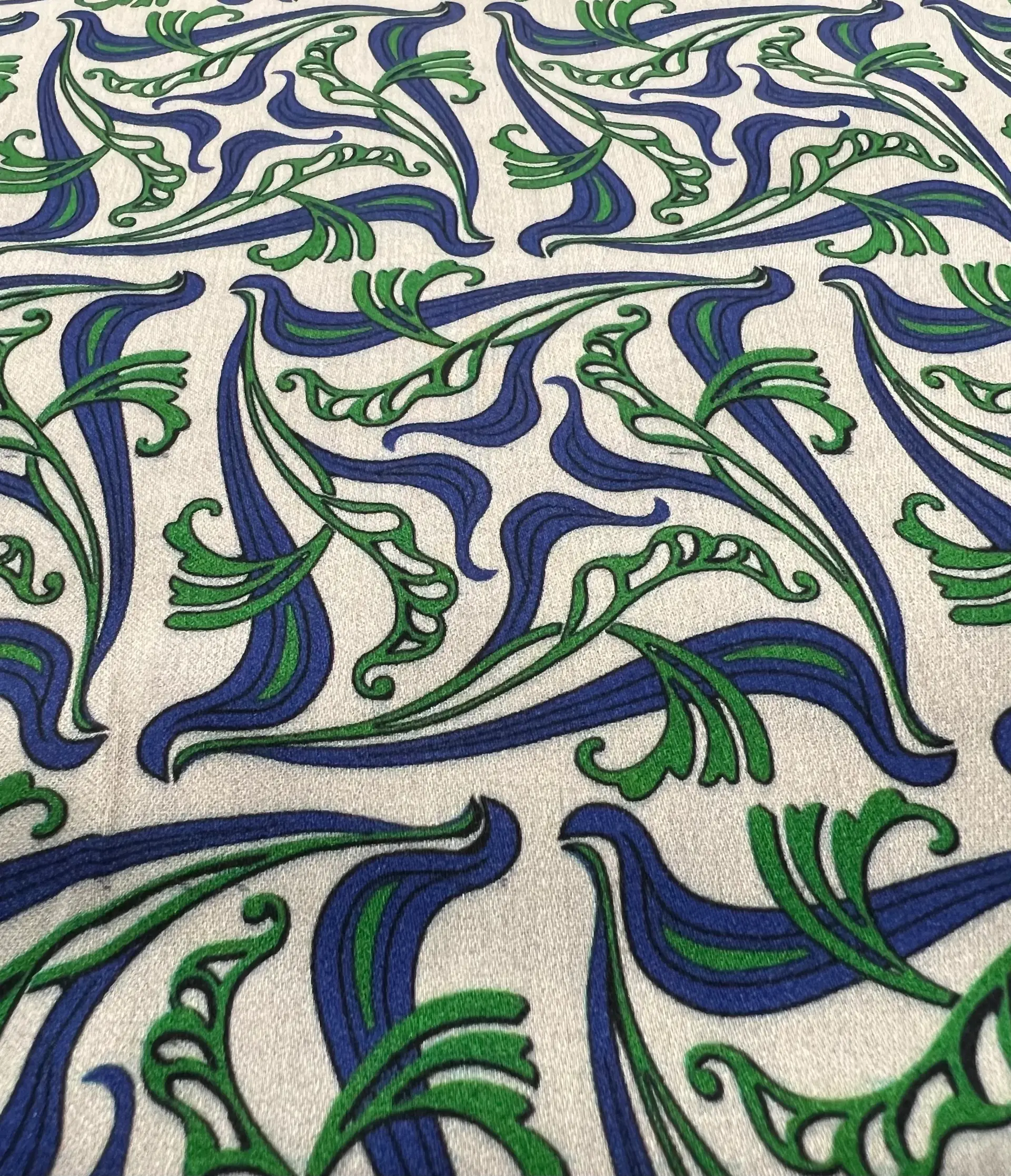 Printed Viscose challis Sateen On Blush Ground