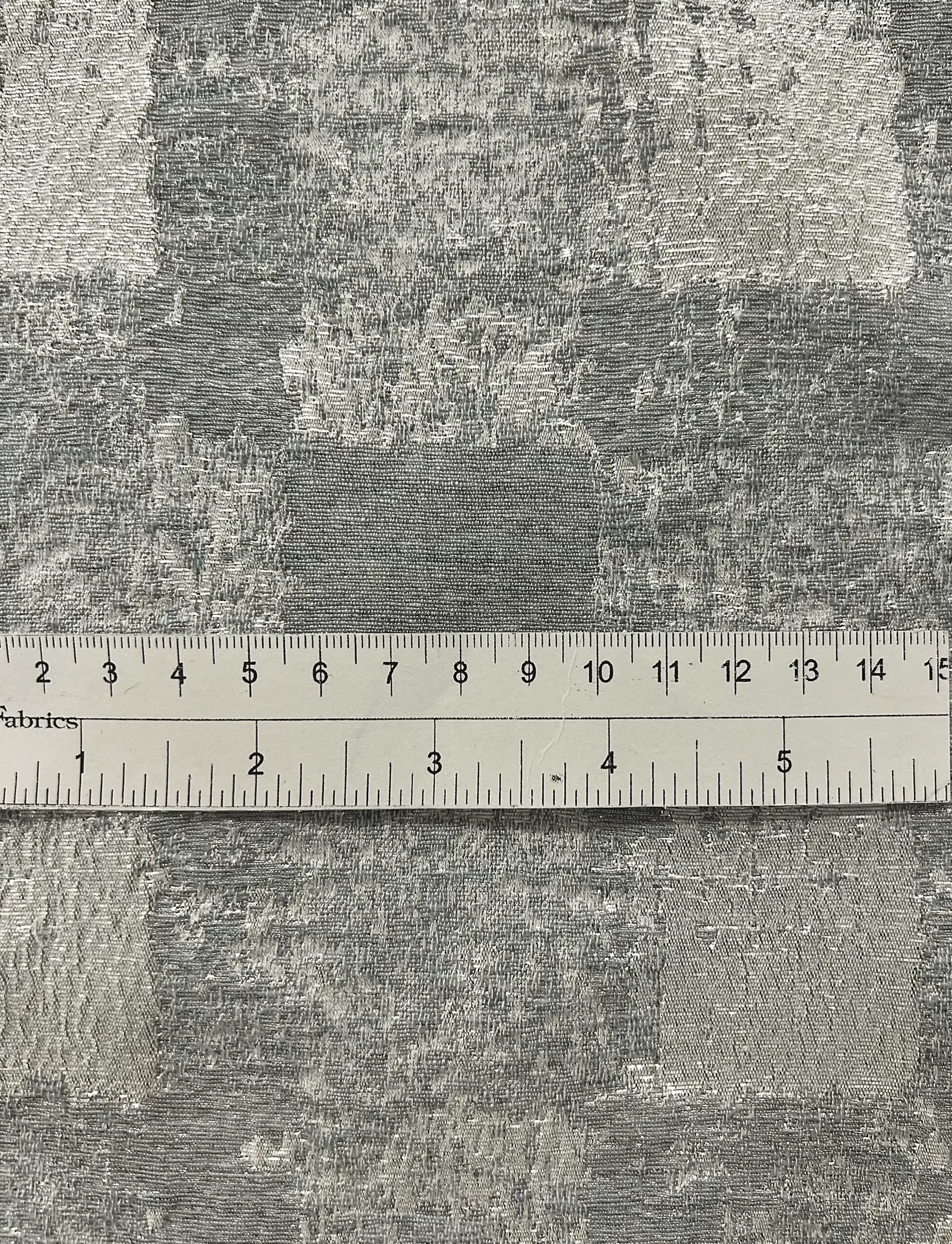 Abstract Check Brocade in White/silver Metallic
