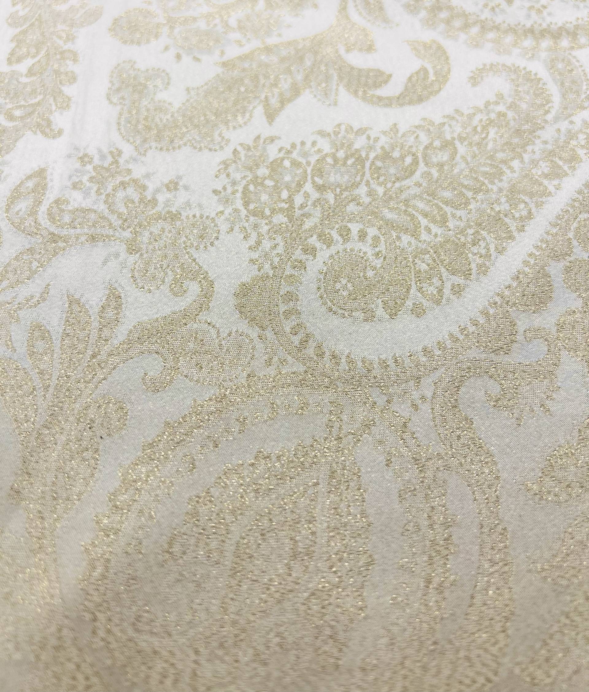Silk Lamé Charmeuse Jacquard in Ivory & Gold