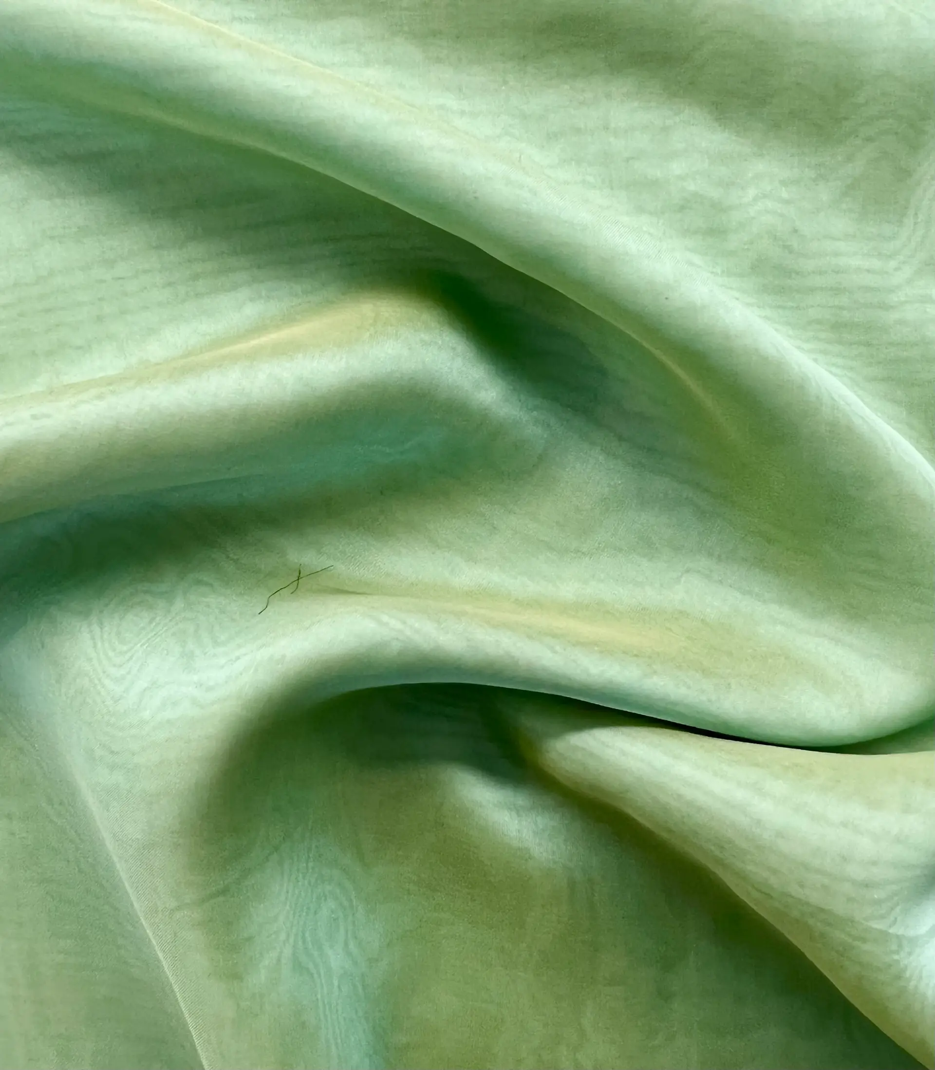 Iridescent Silk Chiffon in Sage/Tan
