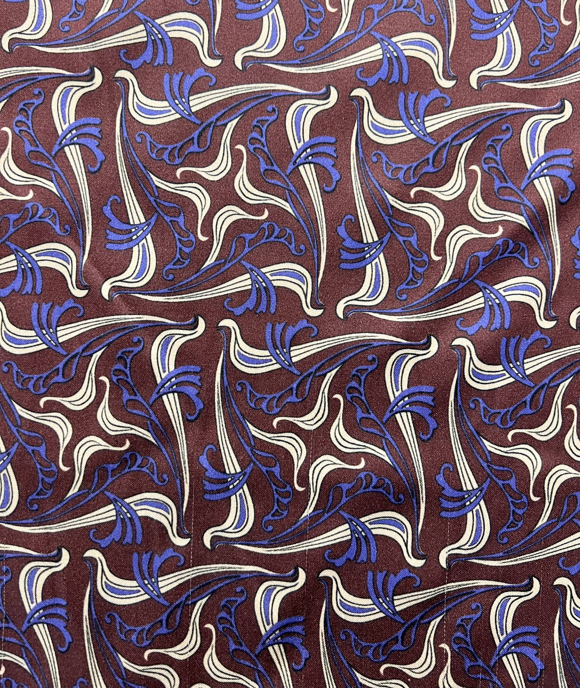 Printed Viscose Challis Sateen On Chocolate Ground