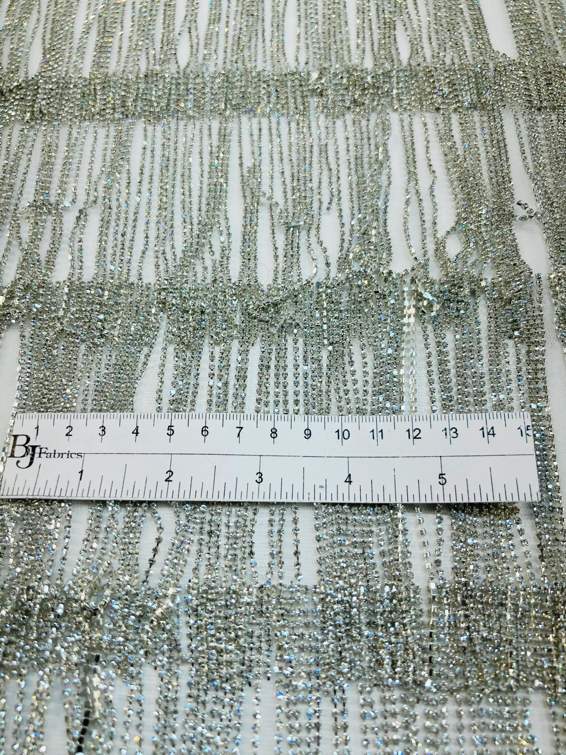 Couture Hand Sewn Crystal Fringe on Double Layers Tulle