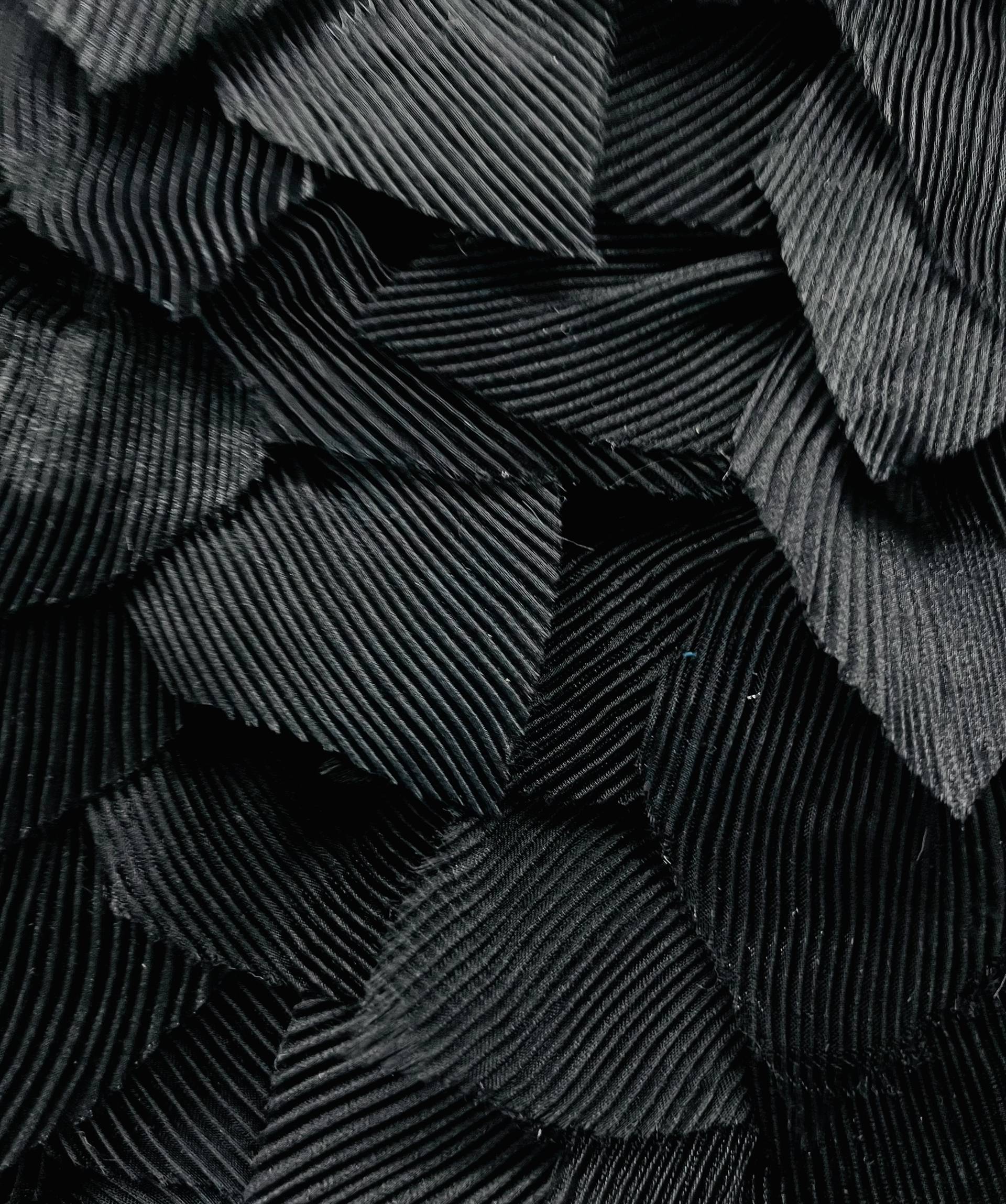 Tiered Pleated Organza Patels on Tulle in Black