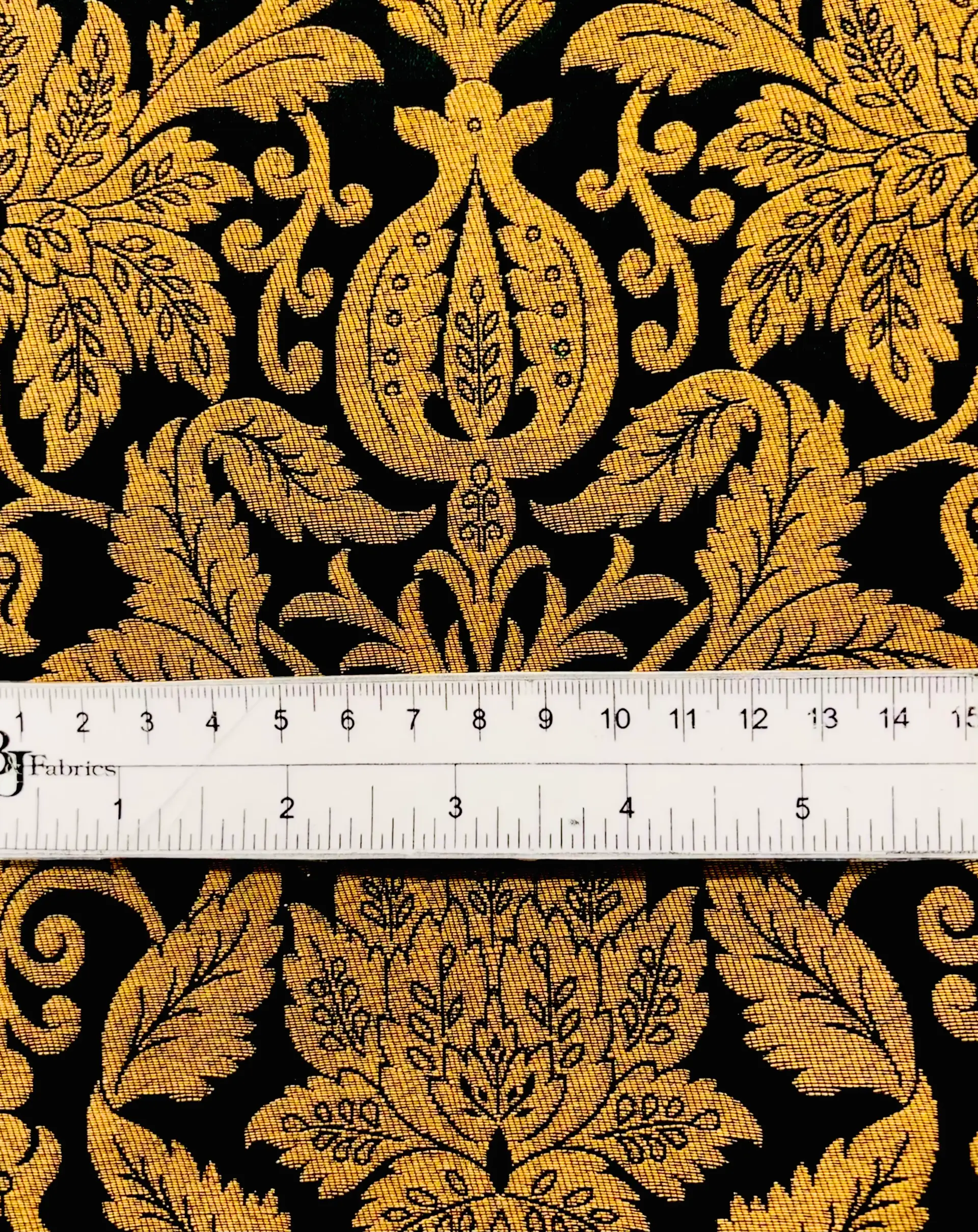 Metallic Large Floral Brocade in Black Gold