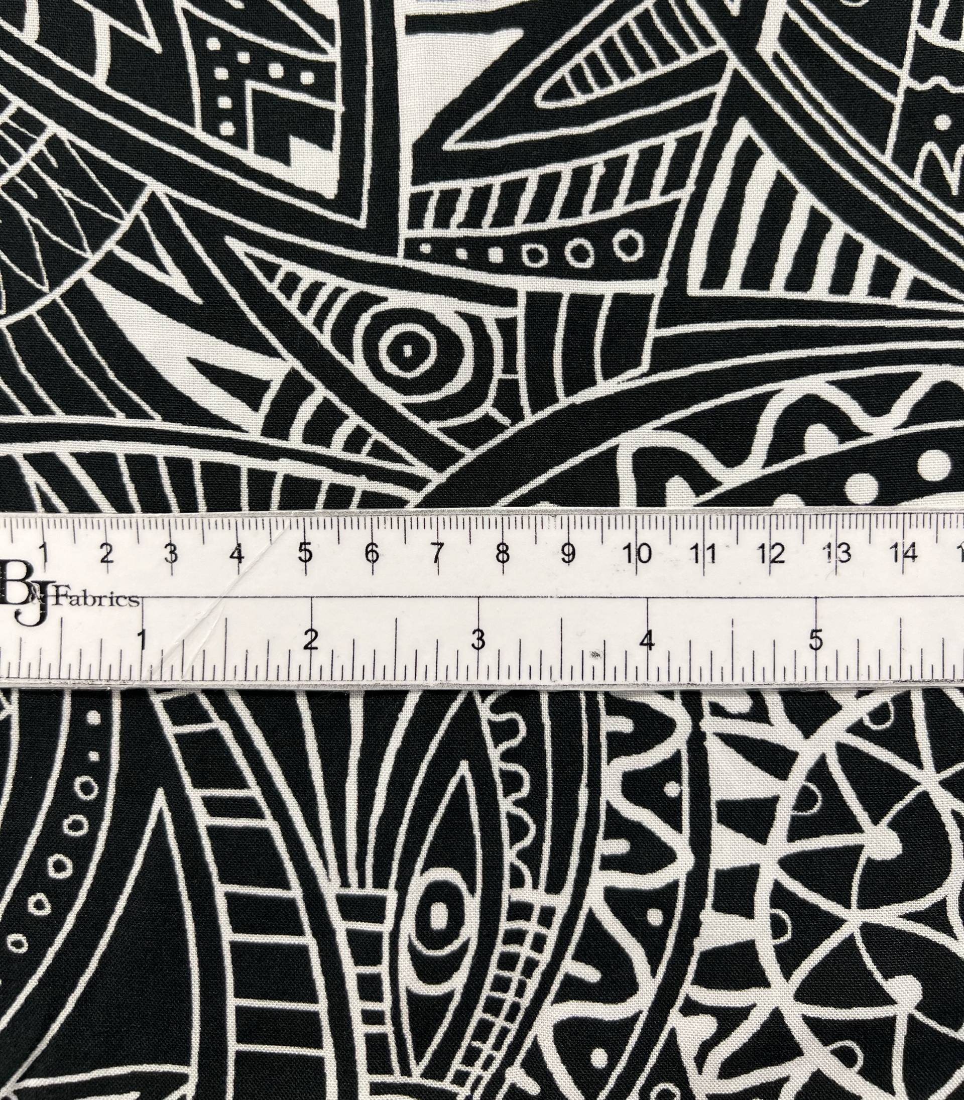 Printed Viscose Challis in Black & White