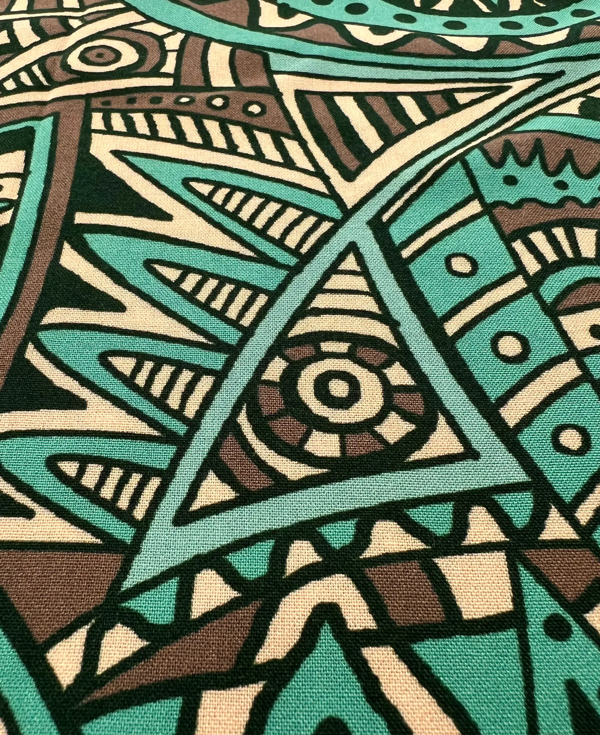 Printed Viscose Challis in Seafoam/Taupe/Black/Cream
