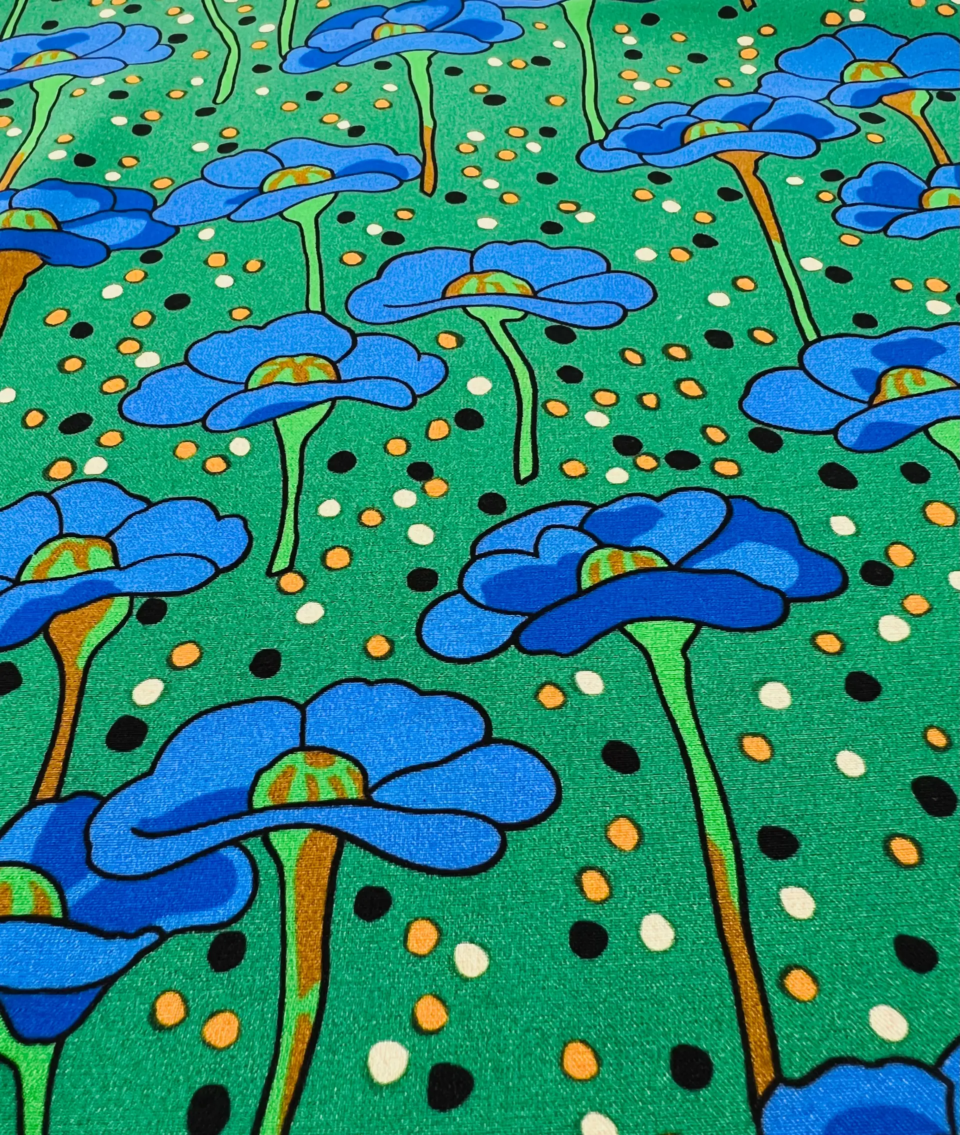 Printed Stretch Silk Charmeuse (Matte Side) on Dark Green